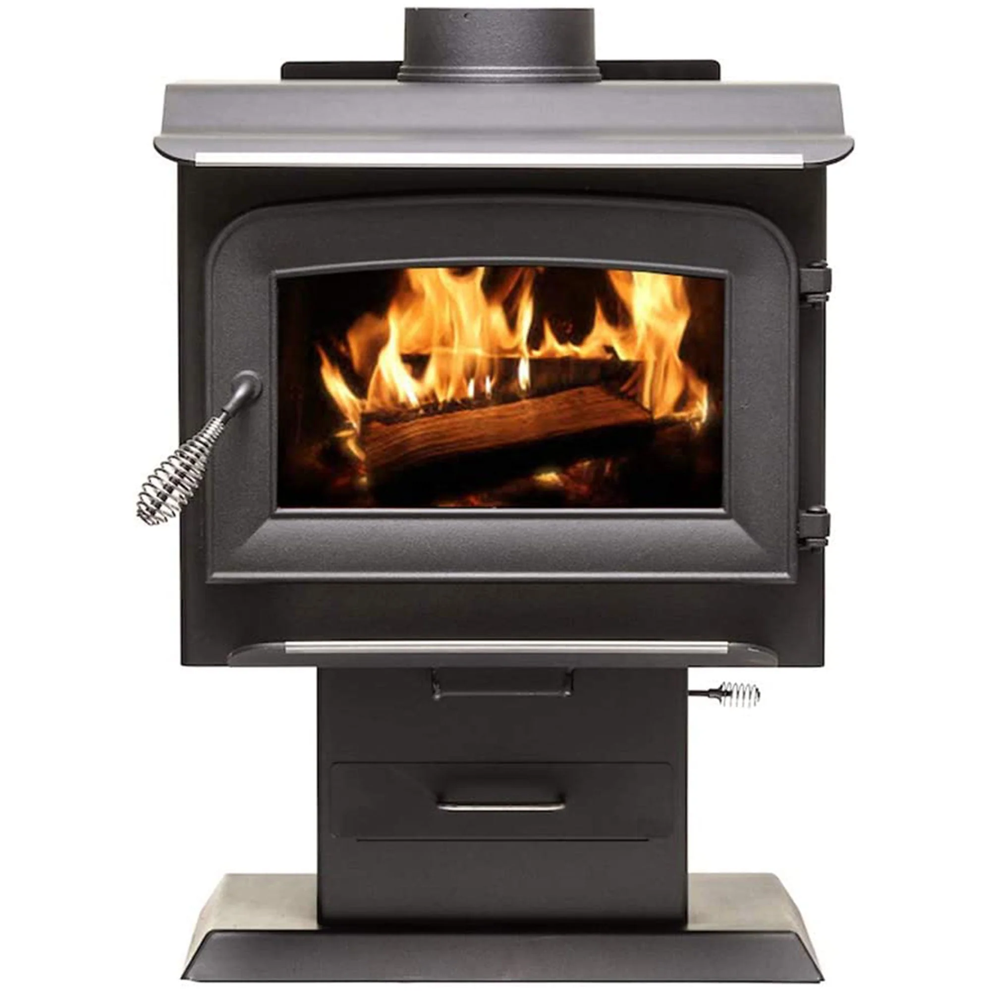 Ashley Hearth Products 1,200 Square Feet 68,000 BTUs Pedestal Wood Stove, Black - Image 3
