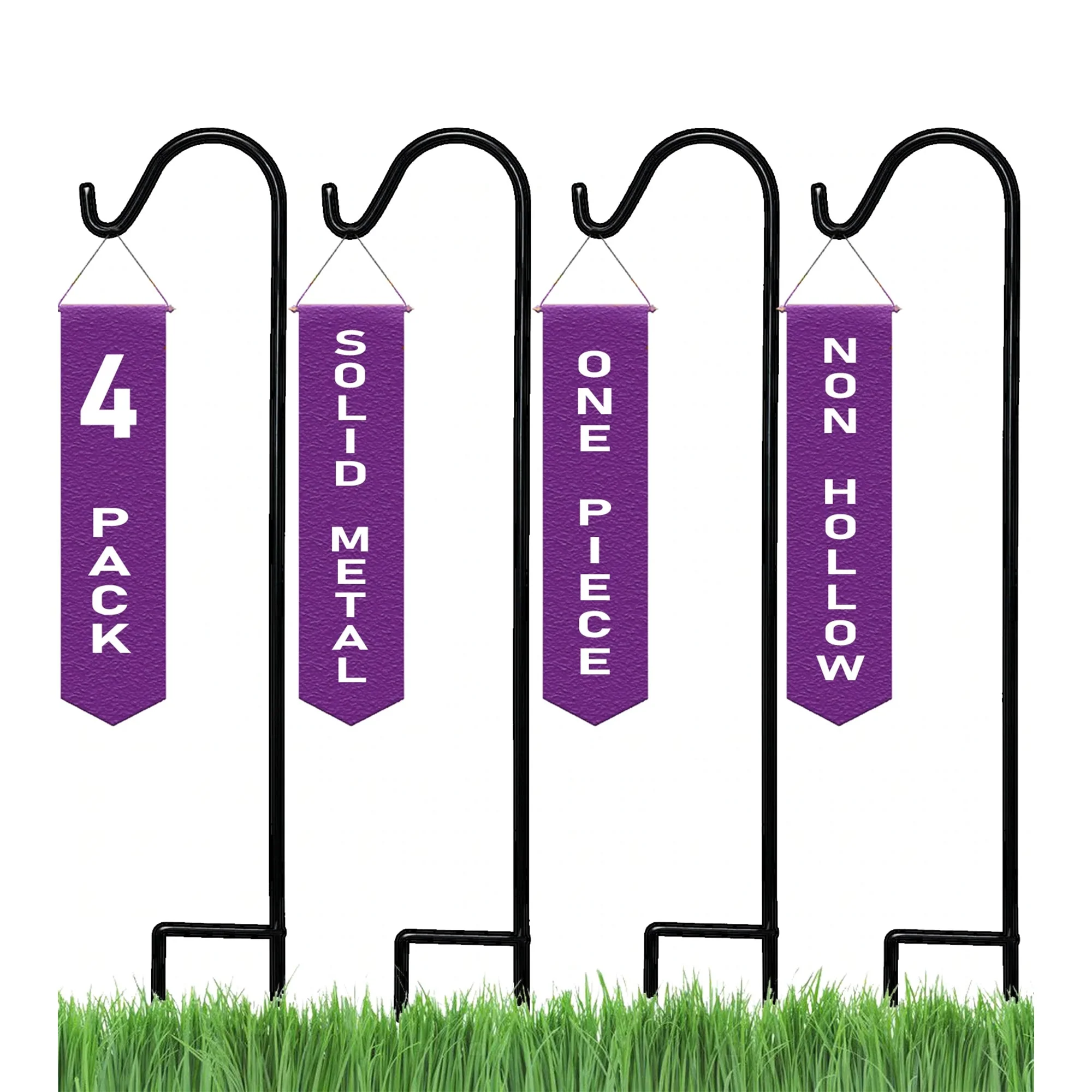 Ashman Shepherd Hook for Plants and Bird Feeders, 65 Inches Tall, 1 Side, 4 Pack - Image 8