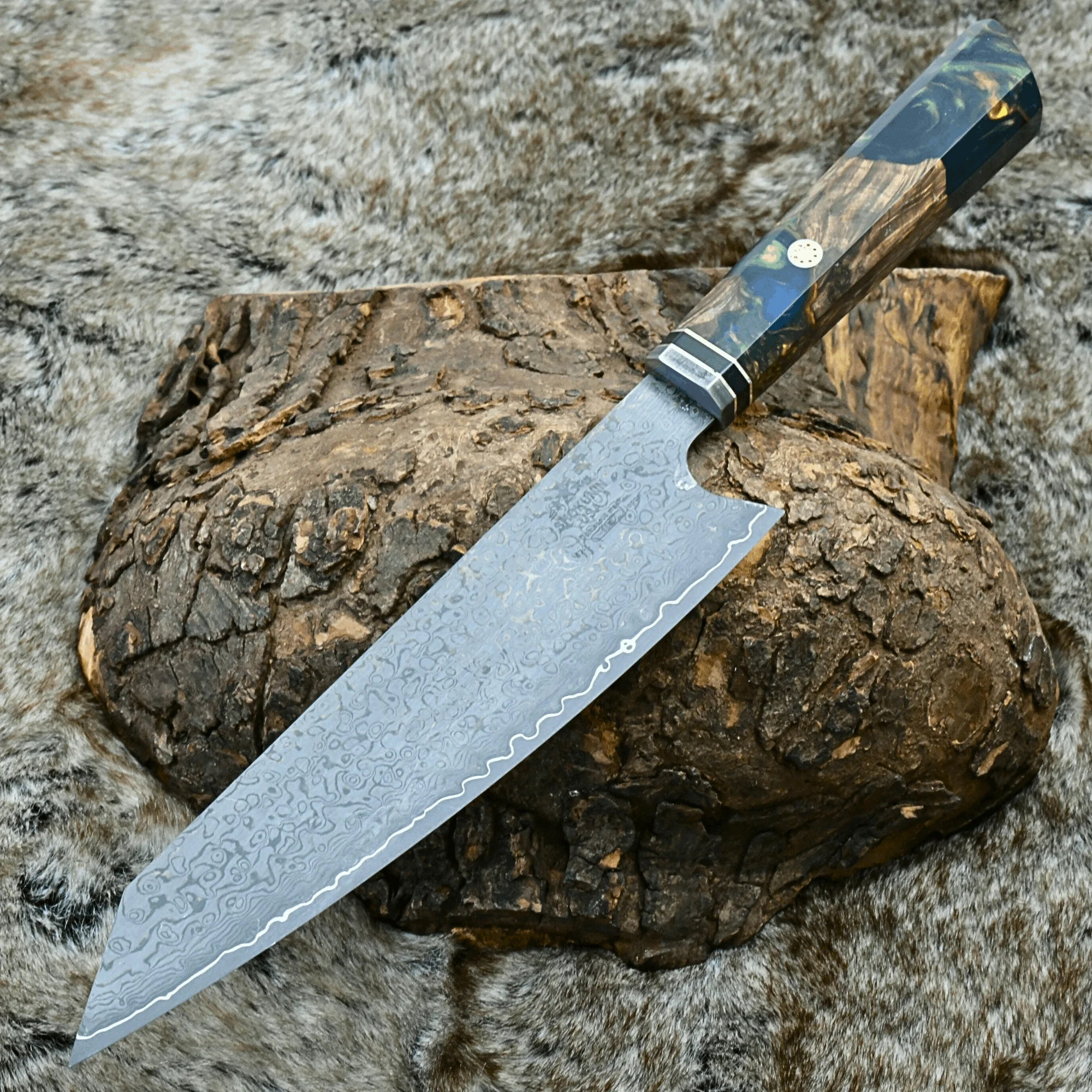 Aurora Japanese Chef Knife with Olive Burl Handle