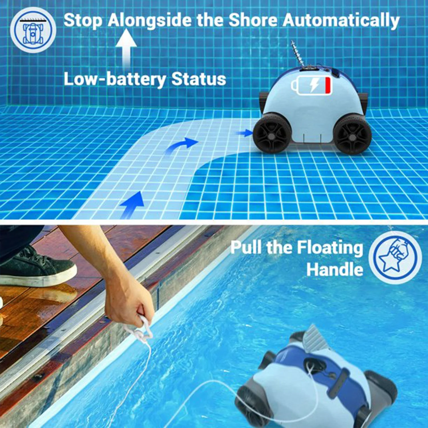 Ausono Cordless Automatic Robotic In Ground & Above Ground Swimming Pool Cleaner - Image 5
