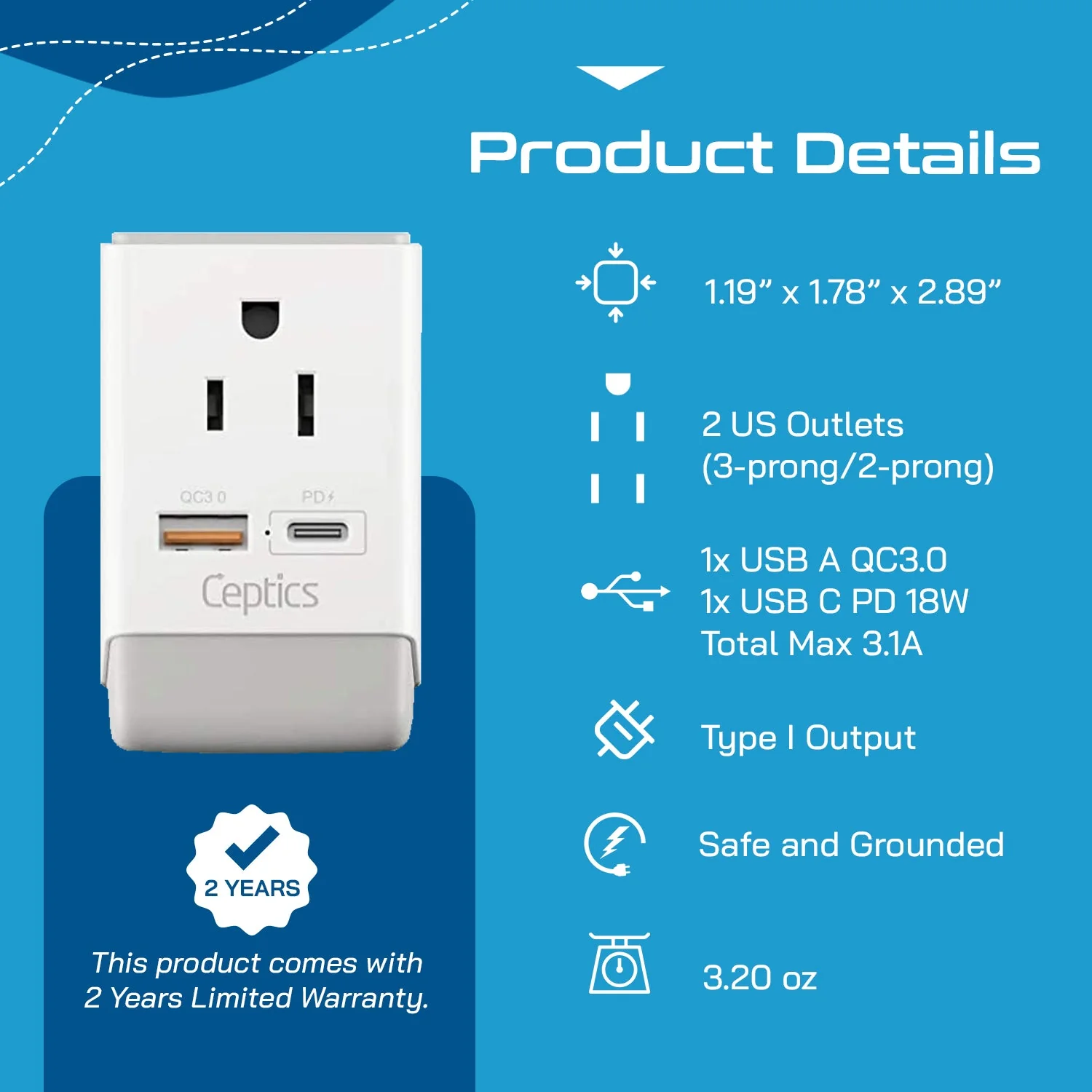 Australia, China Travel Adapter | Type I - USB-A & USB-C Ports + 2 USA Outlet (AP-16) - Image 10