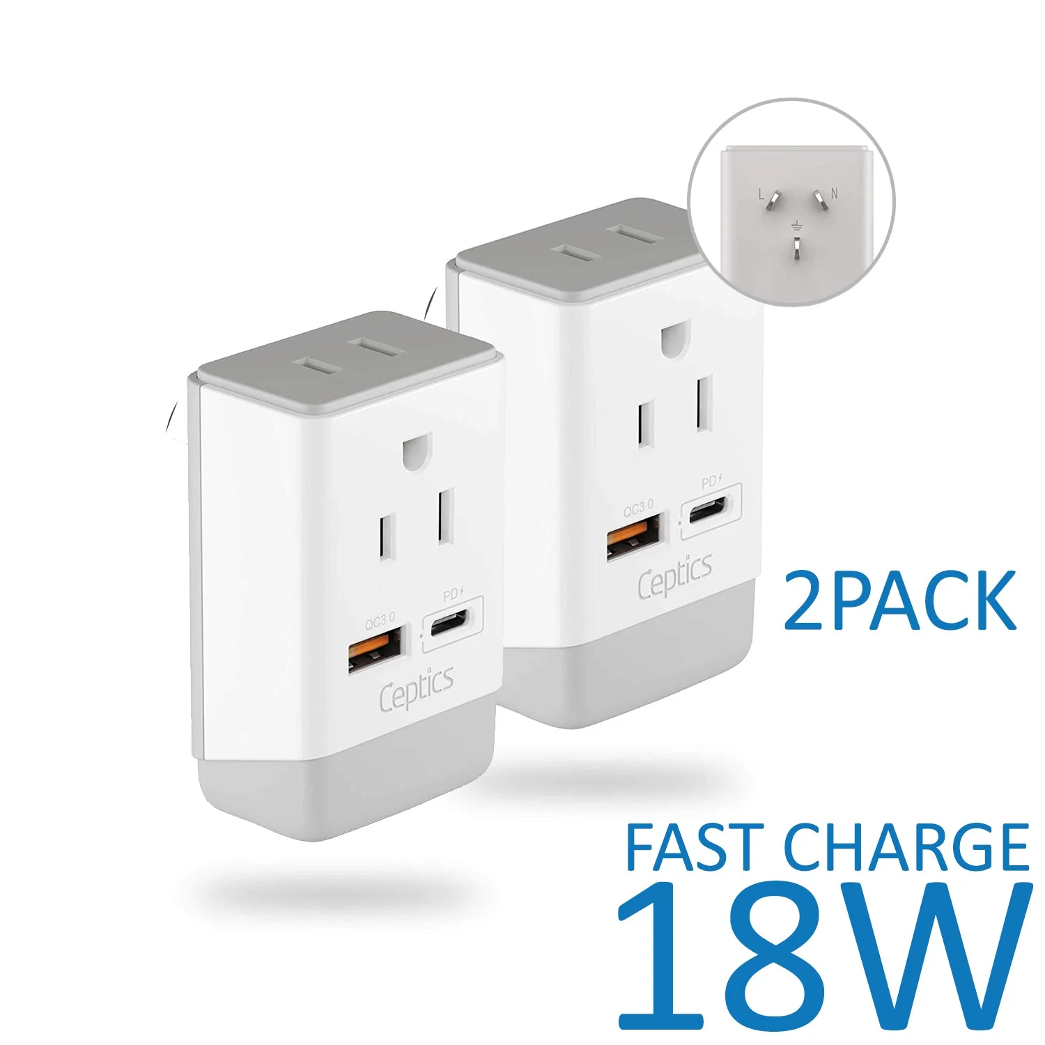 Australia, China Travel Adapter | Type I - USB-A & USB-C Ports + 2 USA Outlet (AP-16) - Image 12