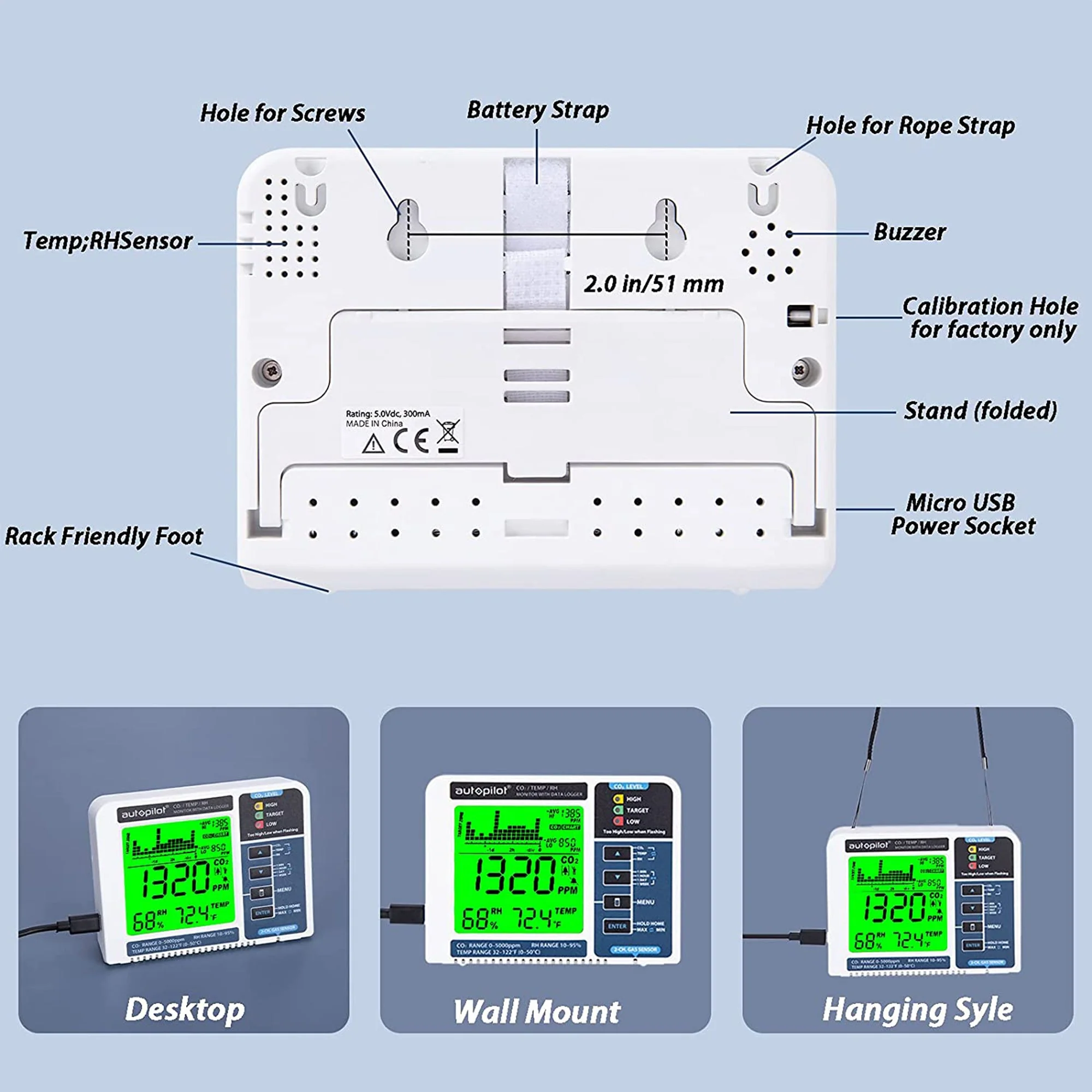 Autopilot APCEM2 Hydroponic Gardening CO2 RH Temperature Monitor and Data Logger - Image 8