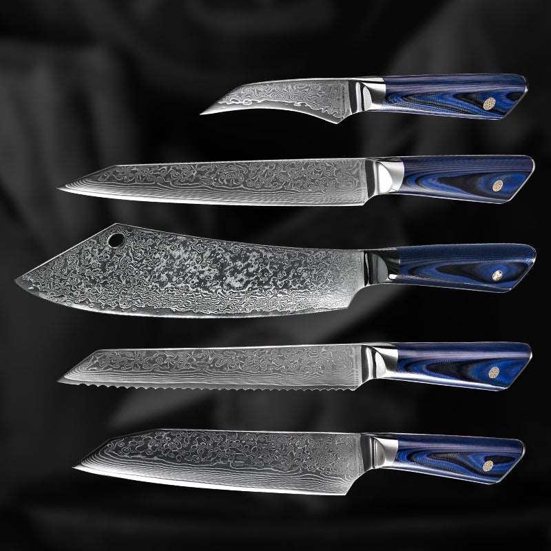 Azure VG10 Damascus Chef Knife Set with G10 Handle & Sheath - Image 5