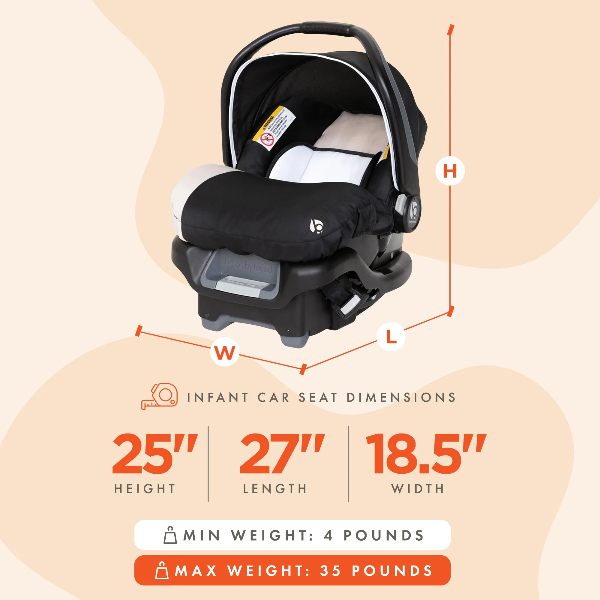 Baby Trend Ally Newborn Baby Infant Car Seat Travel System with Cover, Khaki - Image 2