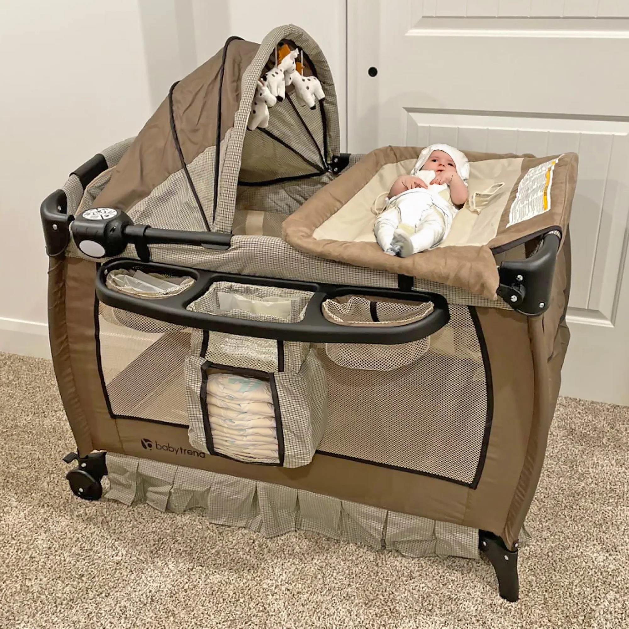 Baby Trend Deluxe Home Nursery Center with Music and Full Bassinet, Havenwood - Image 7
