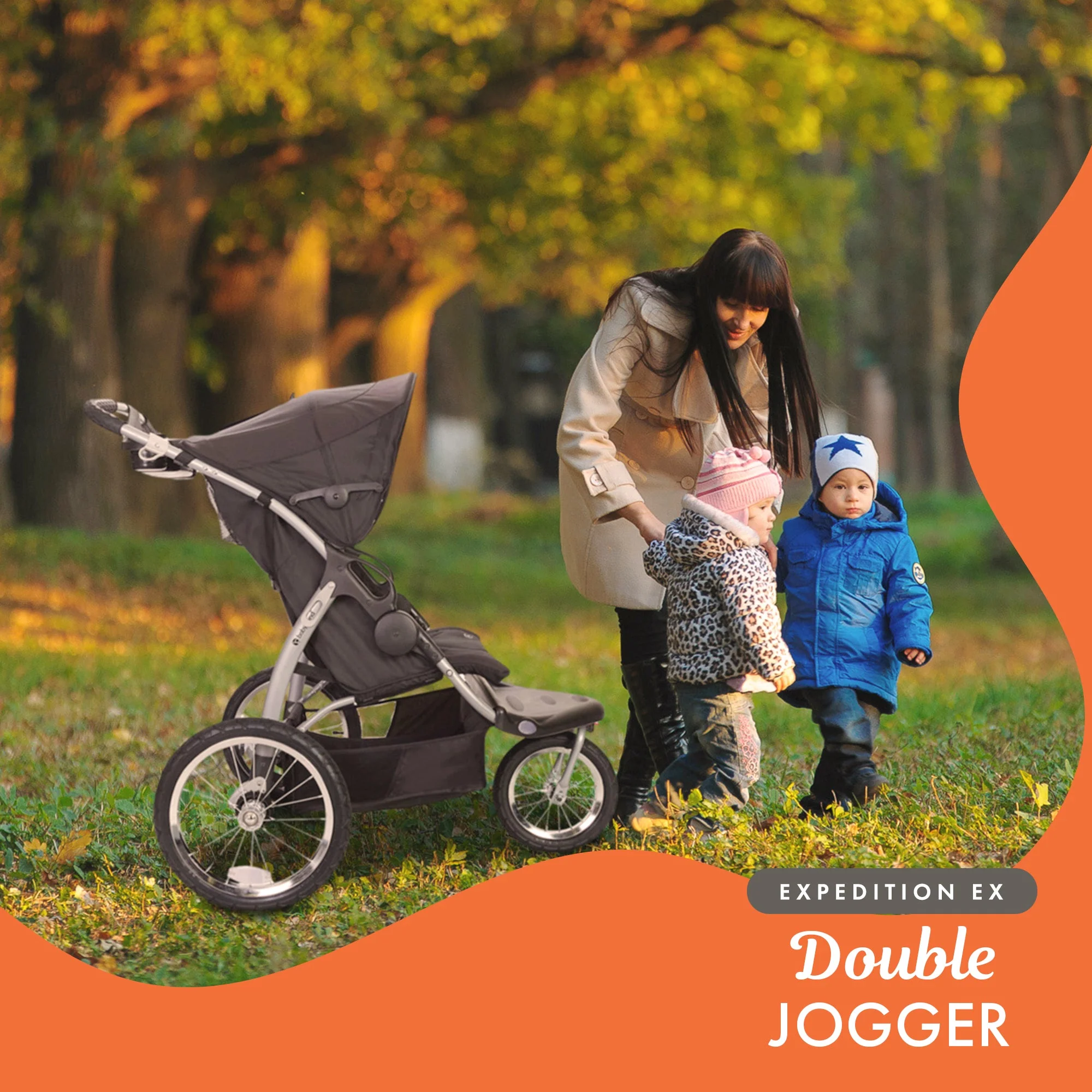 Baby Trend Expedition EX Swivel Travel Jogging Double Baby Stroller, Griffin - Image 4