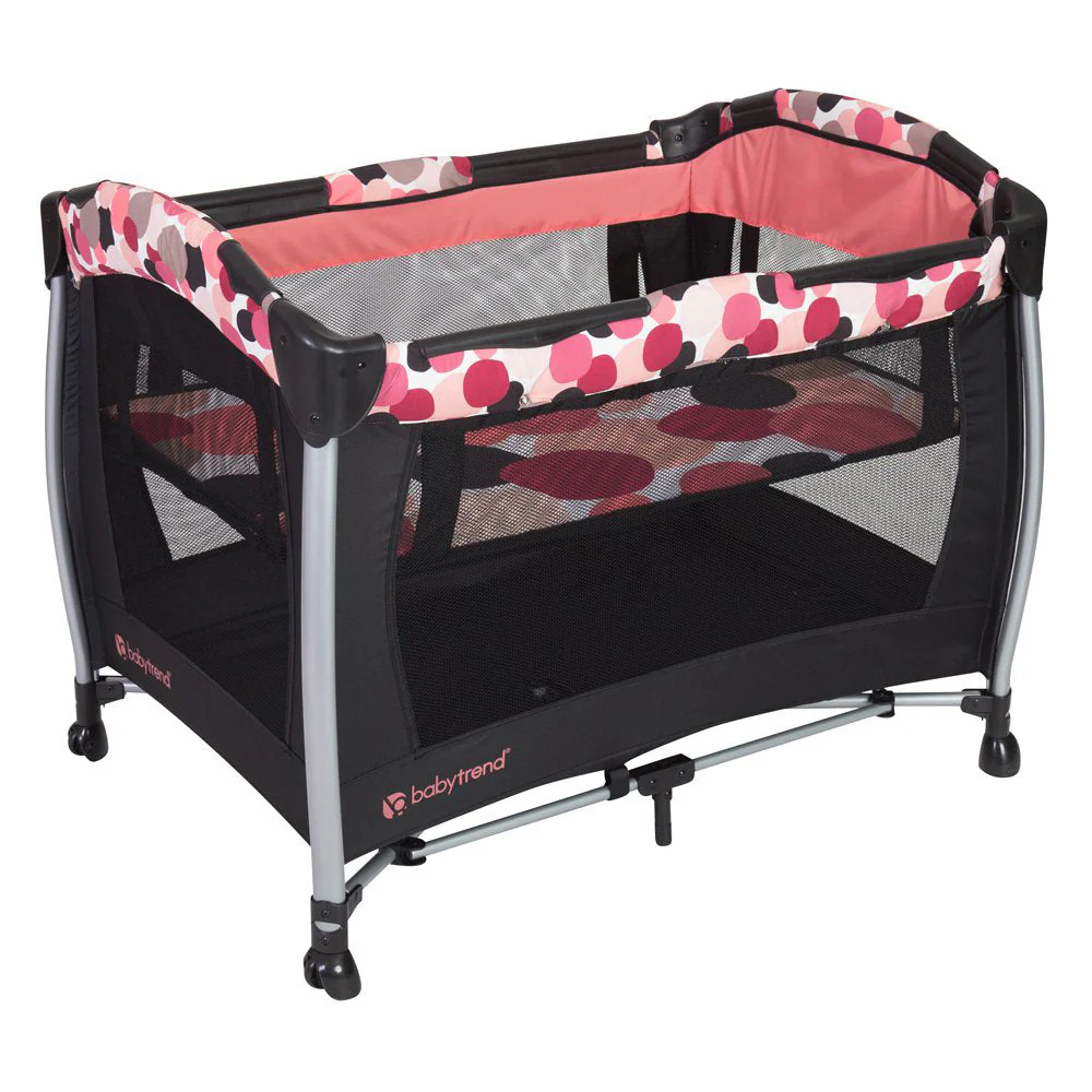 Baby Trend Resort Elite Spacious Portable Infant Play Nursery Center, Dotty Pink - Image 3