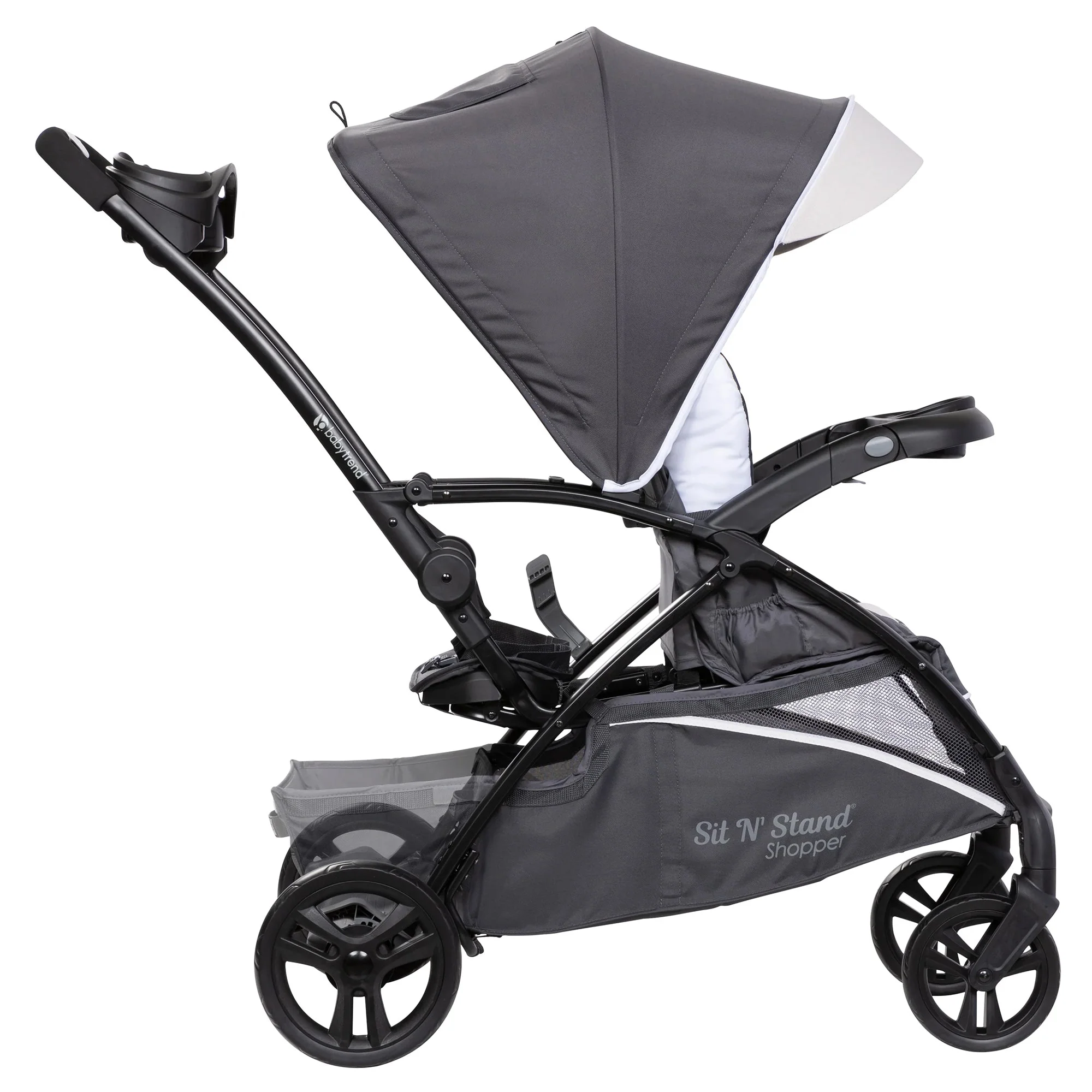 Baby Trend Sit N' Stand 5 in 1 Shopper Stroller with Canopy and Basket, Magnolia - Image 7