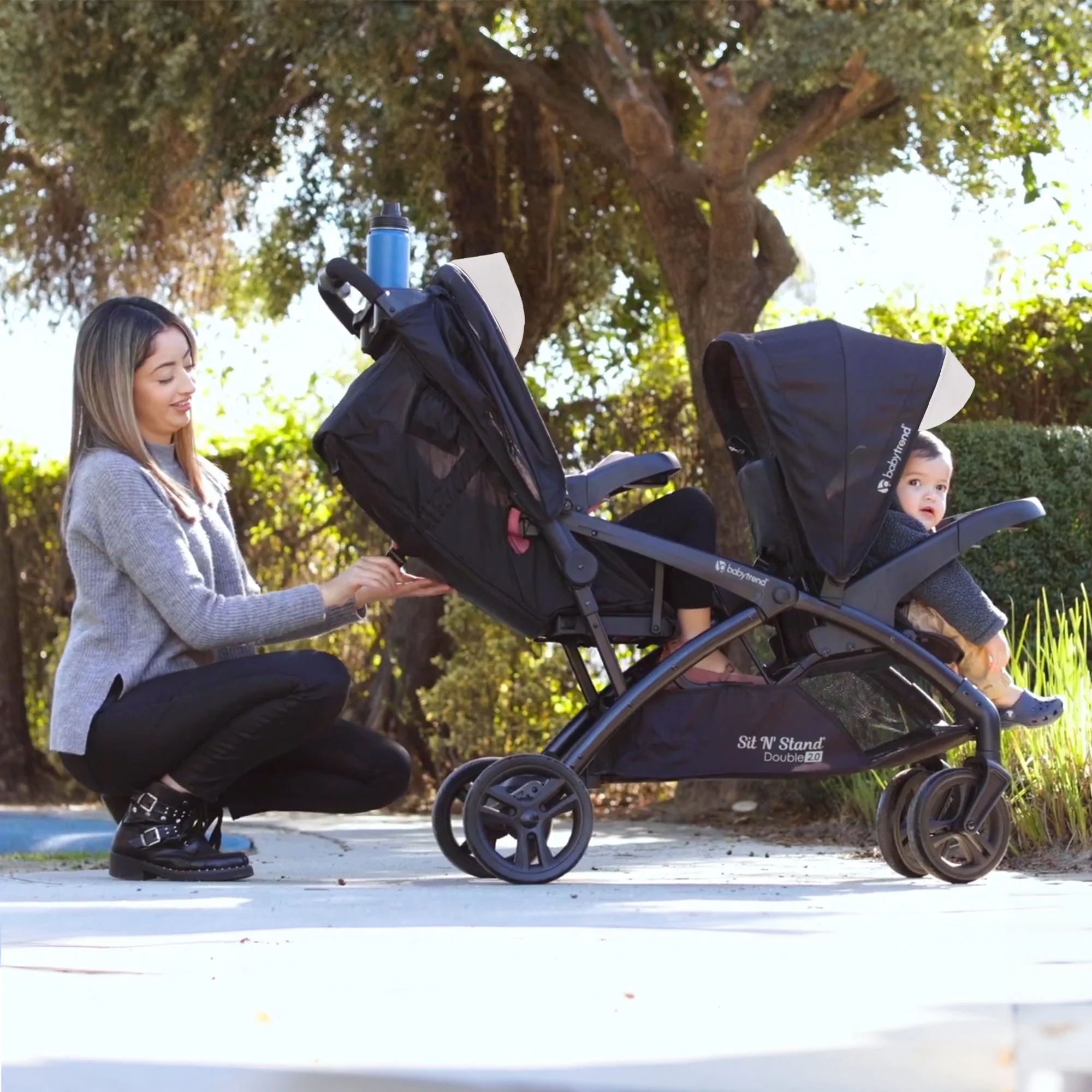 Baby Trend Sit N' Stand Double Stroller 2.0 DLX with 5 Point Harness, Magnolia - Image 11