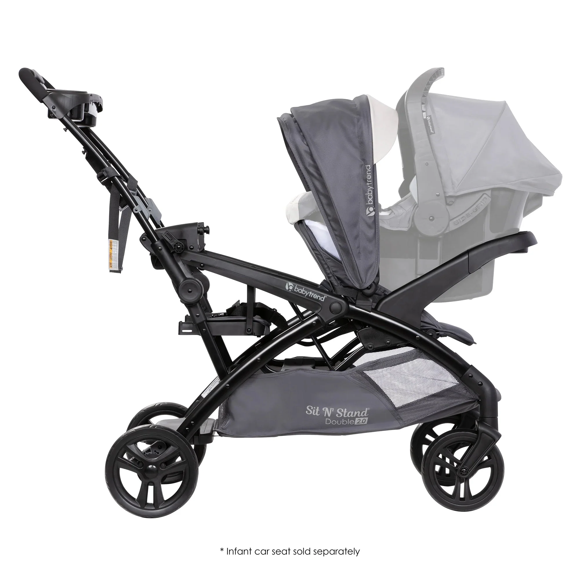 Baby Trend Sit N' Stand Double Stroller 2.0 DLX with 5 Point Harness, Magnolia - Image 6