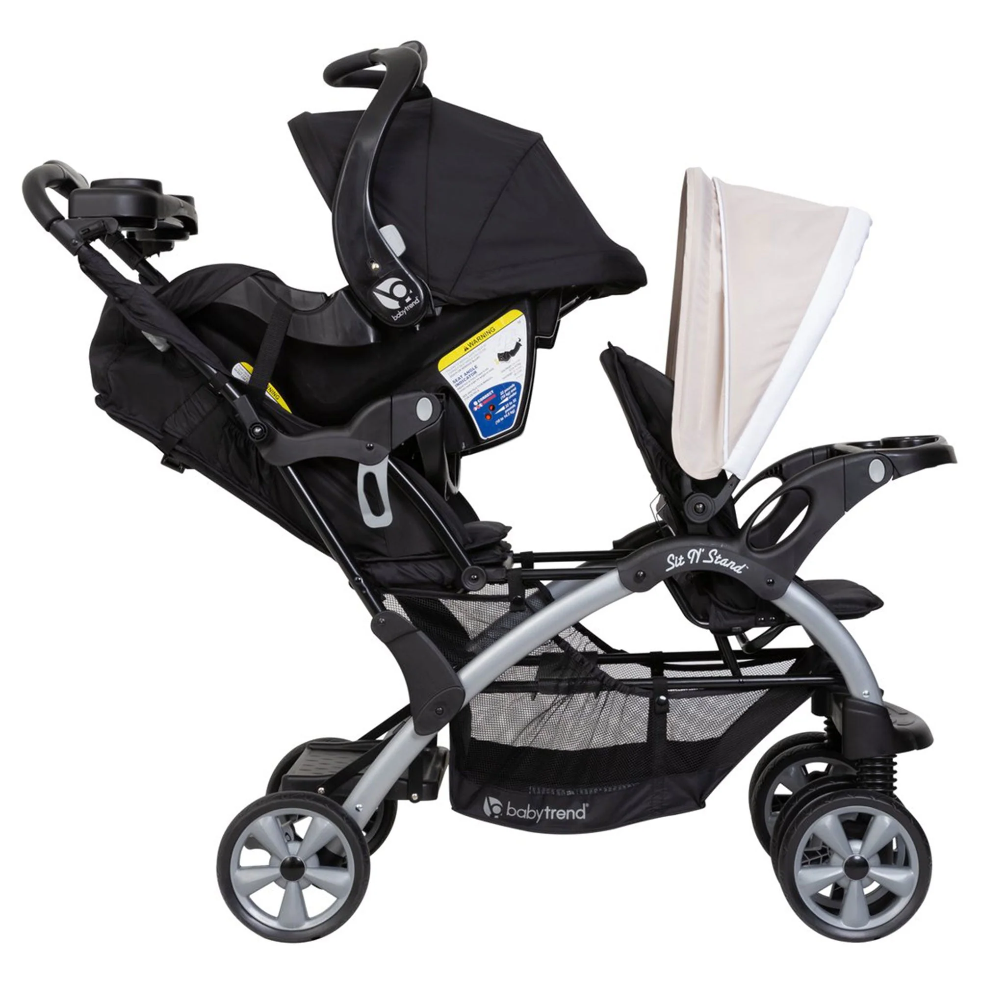 Baby Trend Sit N Stand Travel Double Baby Stroller and Car Seat Combo, Khaki - Image 10