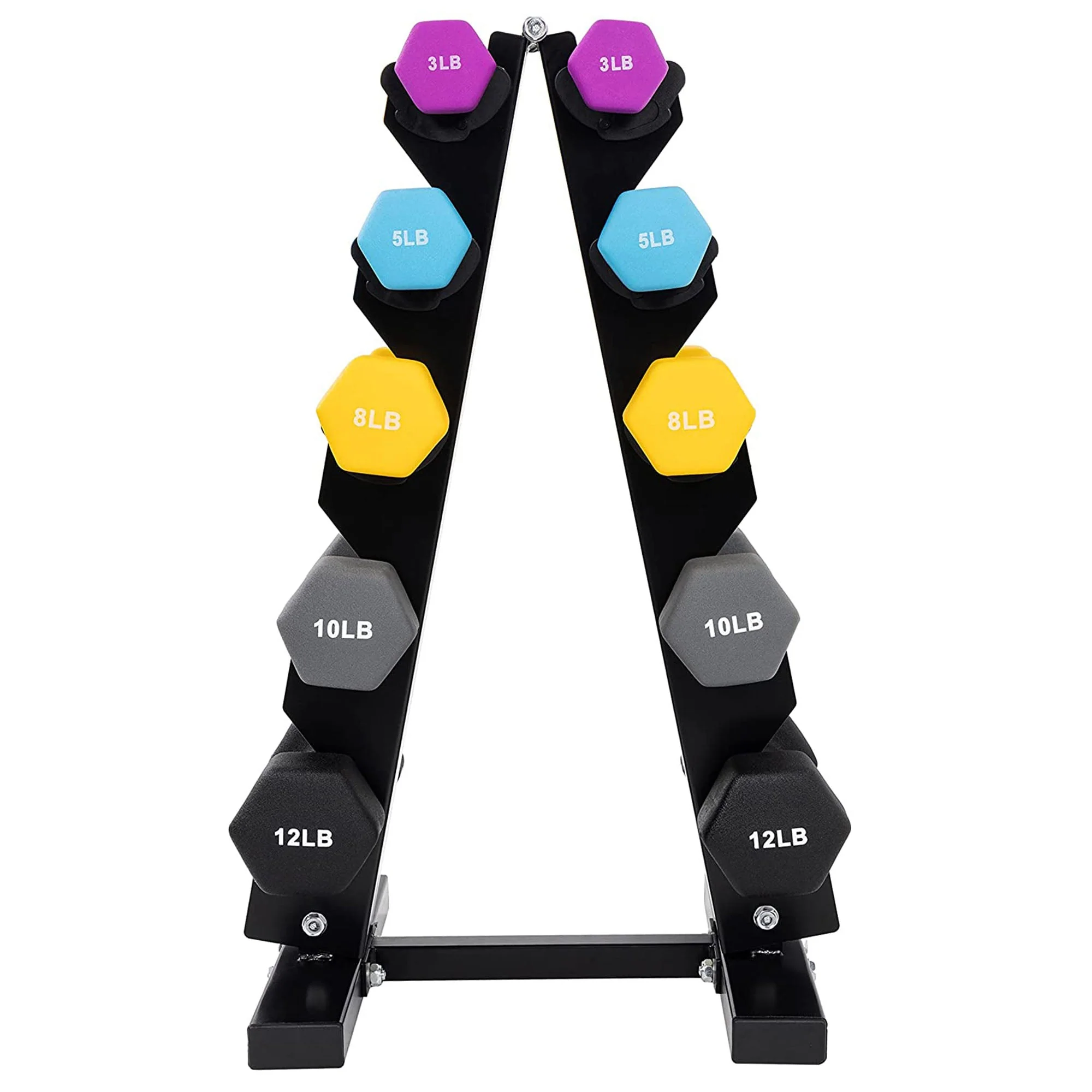BalanceFrom Fitness 3, 5, 8, 10 & 12 Pound Neoprene Dumbbell Weight Set w/ Stand - Image 11