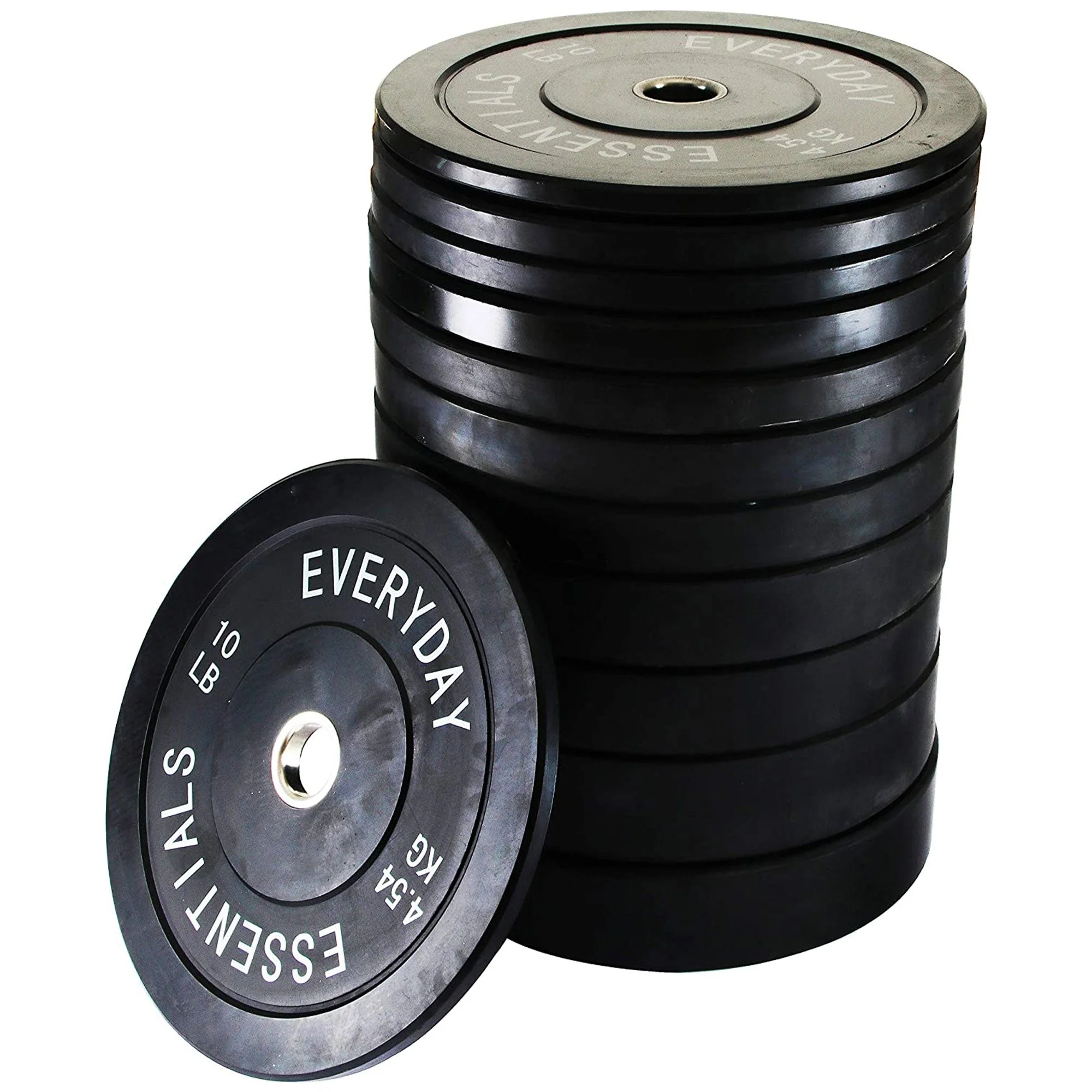 BalanceFrom Fitness 370 Pound Olympic Bumper Strength Training Weight Plate Set - Image 9