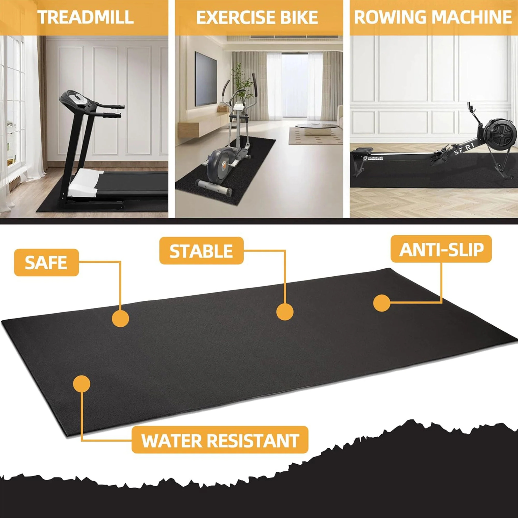 BalanceFrom High-Density Home Gym Equipment Mat, 1/4-Inch PVC Protective Floor Mat for Treadmills, Exercise Bikes, and Fitness Machines, 6' x 4' - Image 3