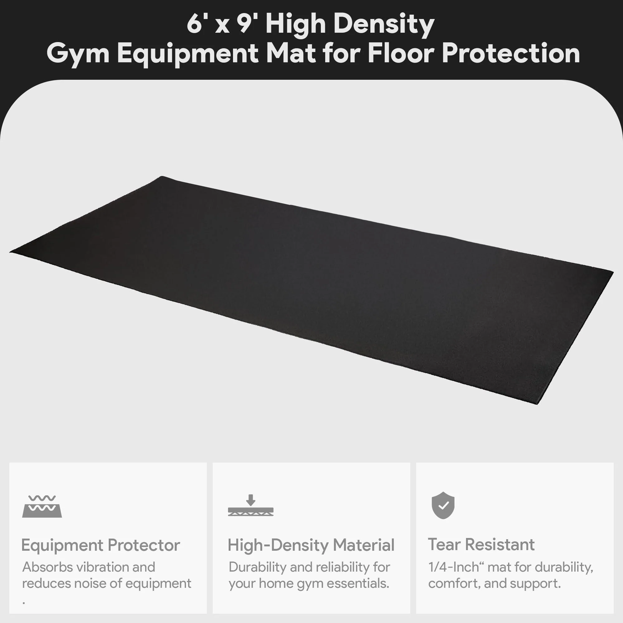 BalanceFrom High-Density Gym Equipment Mat, 1/4-Inch PVC Protective Floor Mat for Treadmills, Exercise Bikes, and Heavy Fitness Machines, 9' x 6' - Image 3