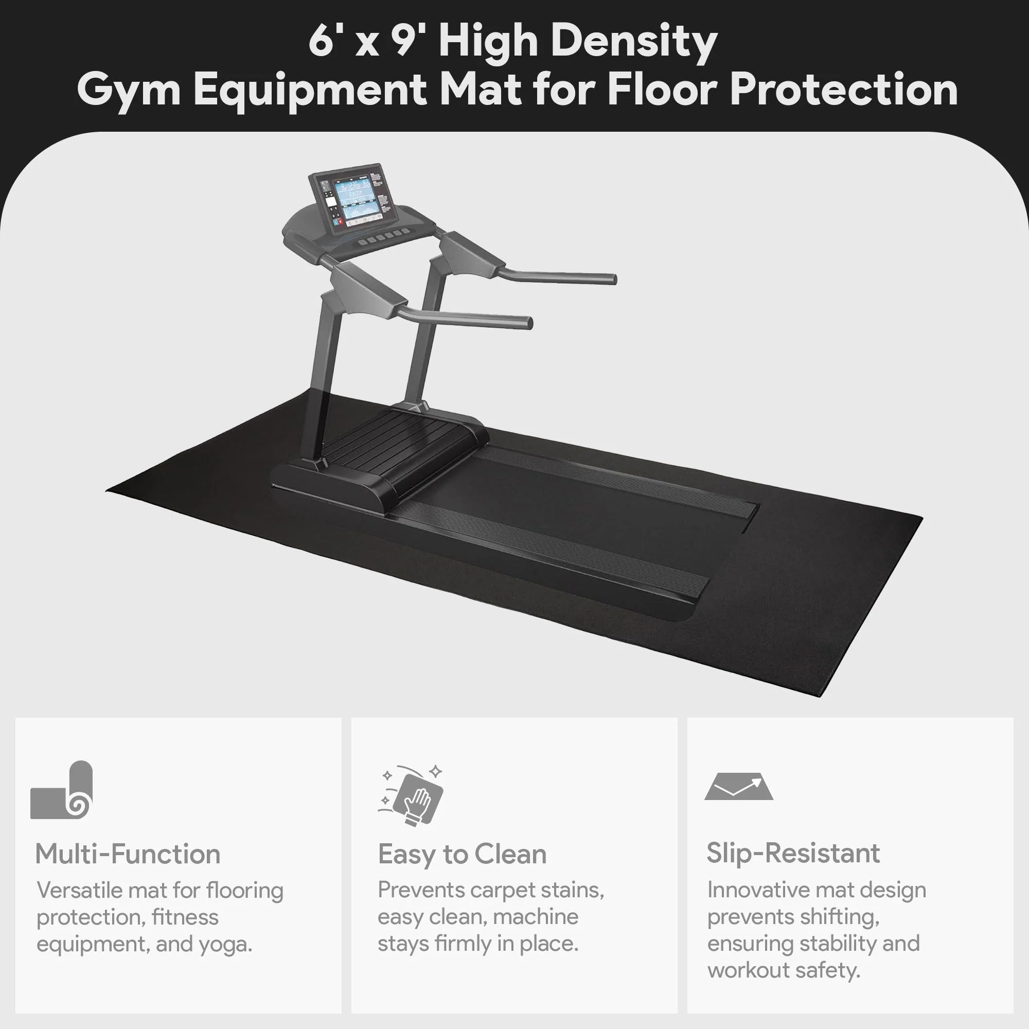 BalanceFrom High-Density Gym Equipment Mat, 1/4-Inch PVC Protective Floor Mat for Treadmills, Exercise Bikes, and Heavy Fitness Machines, 9' x 6' - Image 4