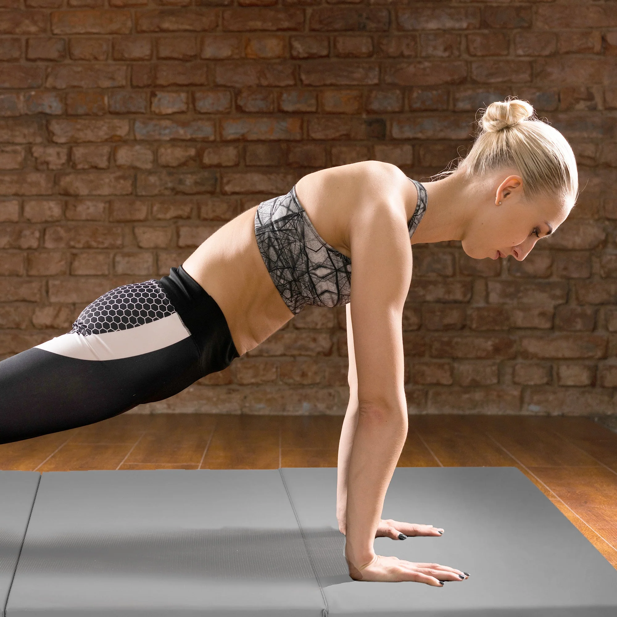 BalanceFrom Fitness GoGym 6 'x 2' x 1.5" Folding 3 Panel Exercise Gym Mat, Gray - Image 4