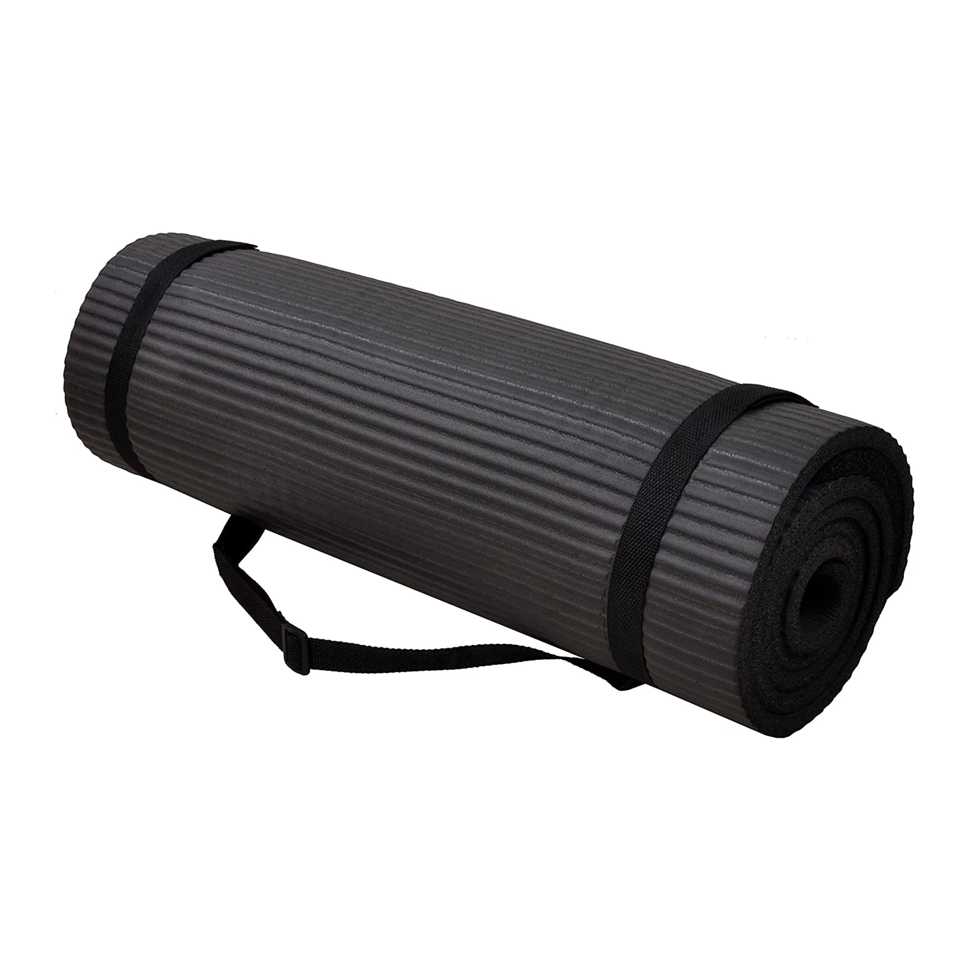 BalanceFrom Fitness GoYoga+ 71x24in Exercise Yoga Mat w/Knee Pad & Strap, Black - Image 3