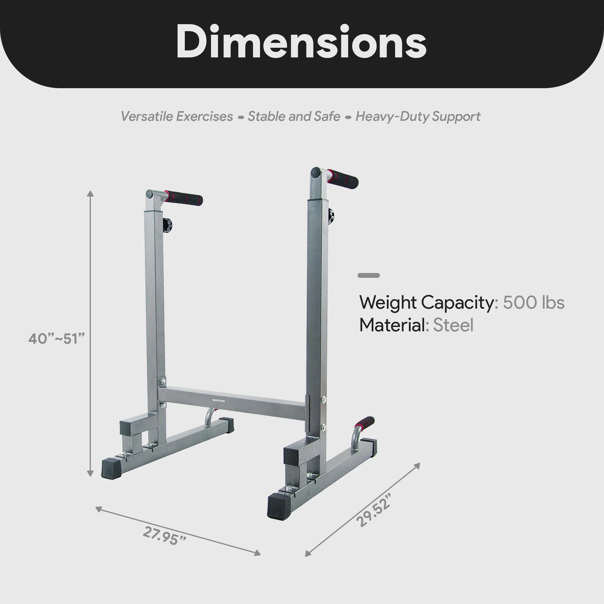 BalanceFrom Multi Function Home Gym Exercise Dip Stand, 500lb Capacity, Gray - Image 4
