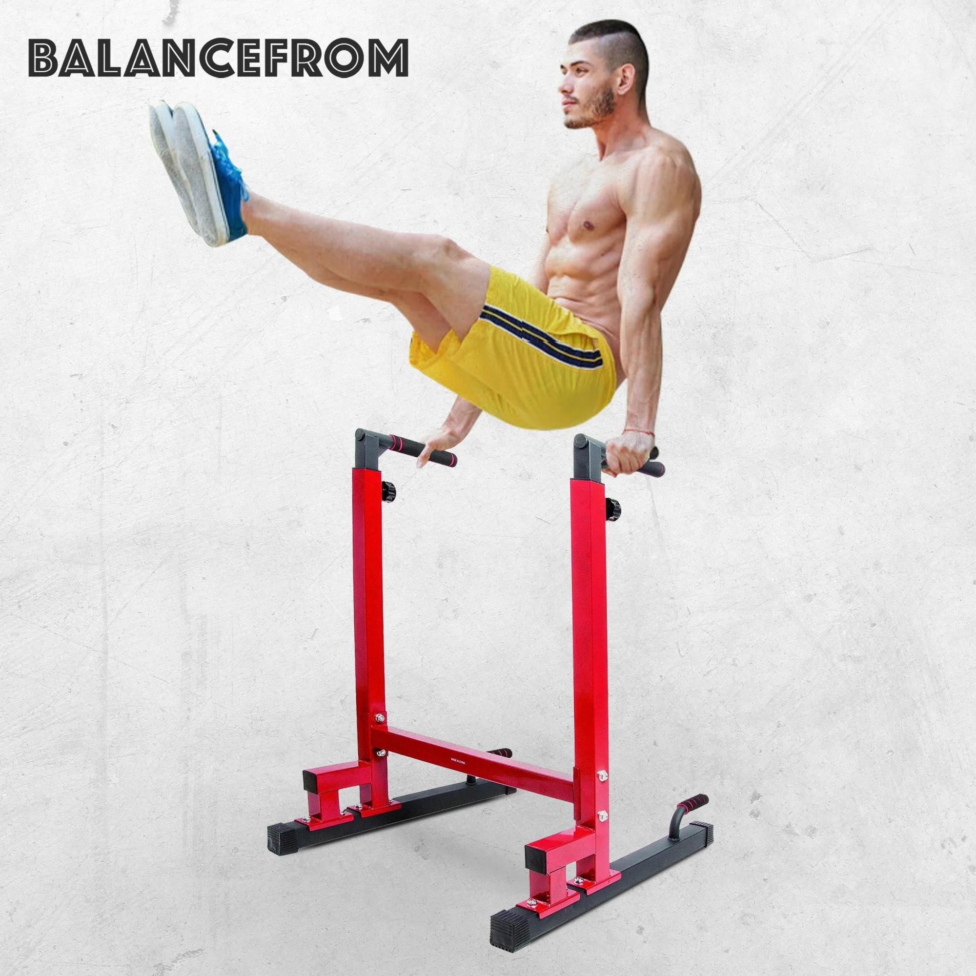 BalanceFrom Multi-Function Home Gym Exercise Dip Stand, 500lb Capacity, Red - Image 5
