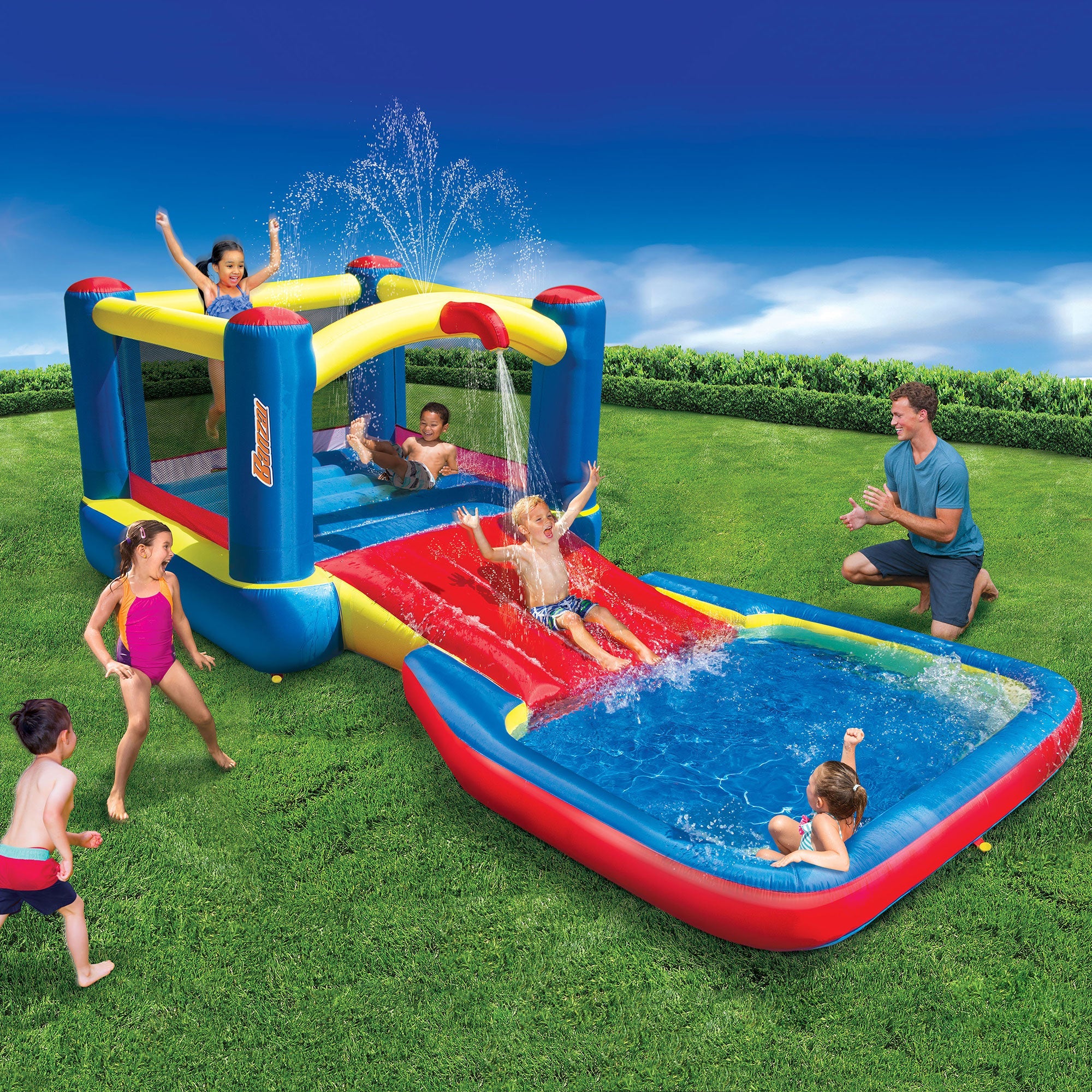 Banzai Bounce N Splash Outdoor Water Park Aquatic Activity Play Center w/ Slide - Image 6