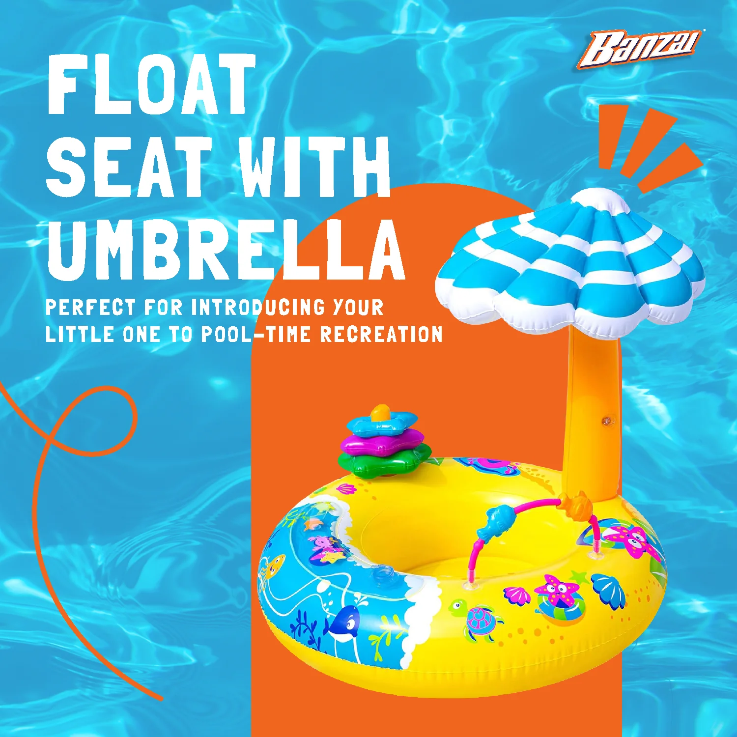 Banzai Discovery Splash Inflatable Pool Float Seat for Kids Ages 9 to 24 Months - Image 2