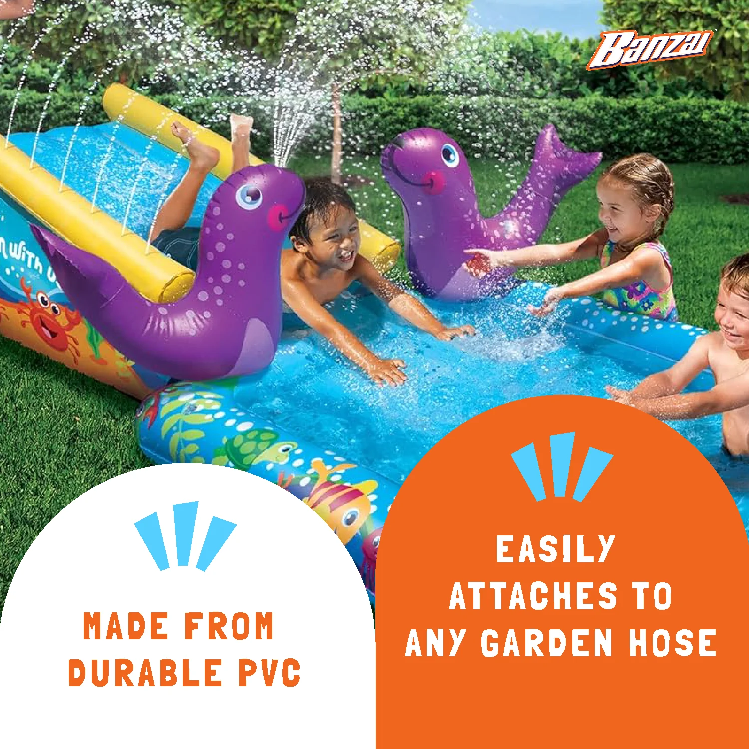 Banzai Inflatable Outdoor My First Water Slide & Splash Pool with Seal Sprinkler - Image 4