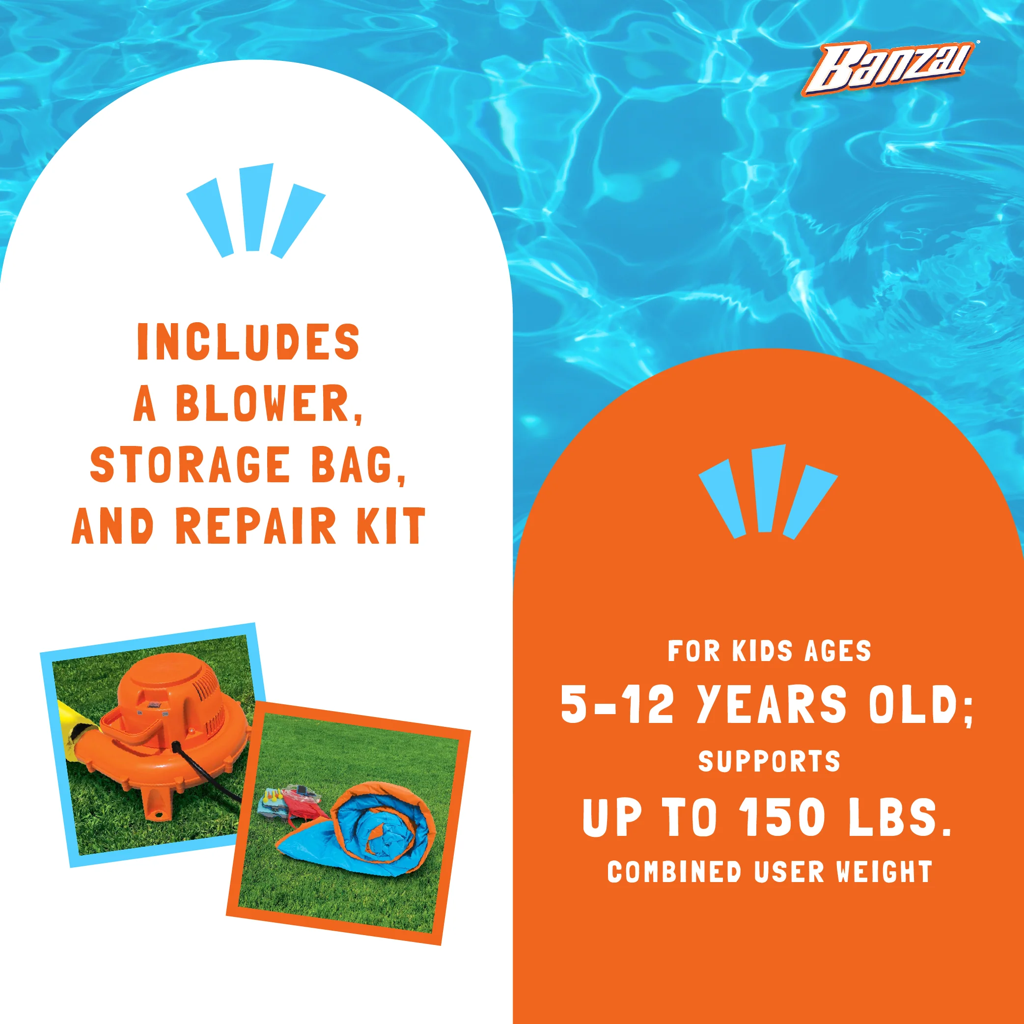 Banzai Kids Inflatable Outdoor Lazy River Adventure Water Park Slide and Pool - Image 4