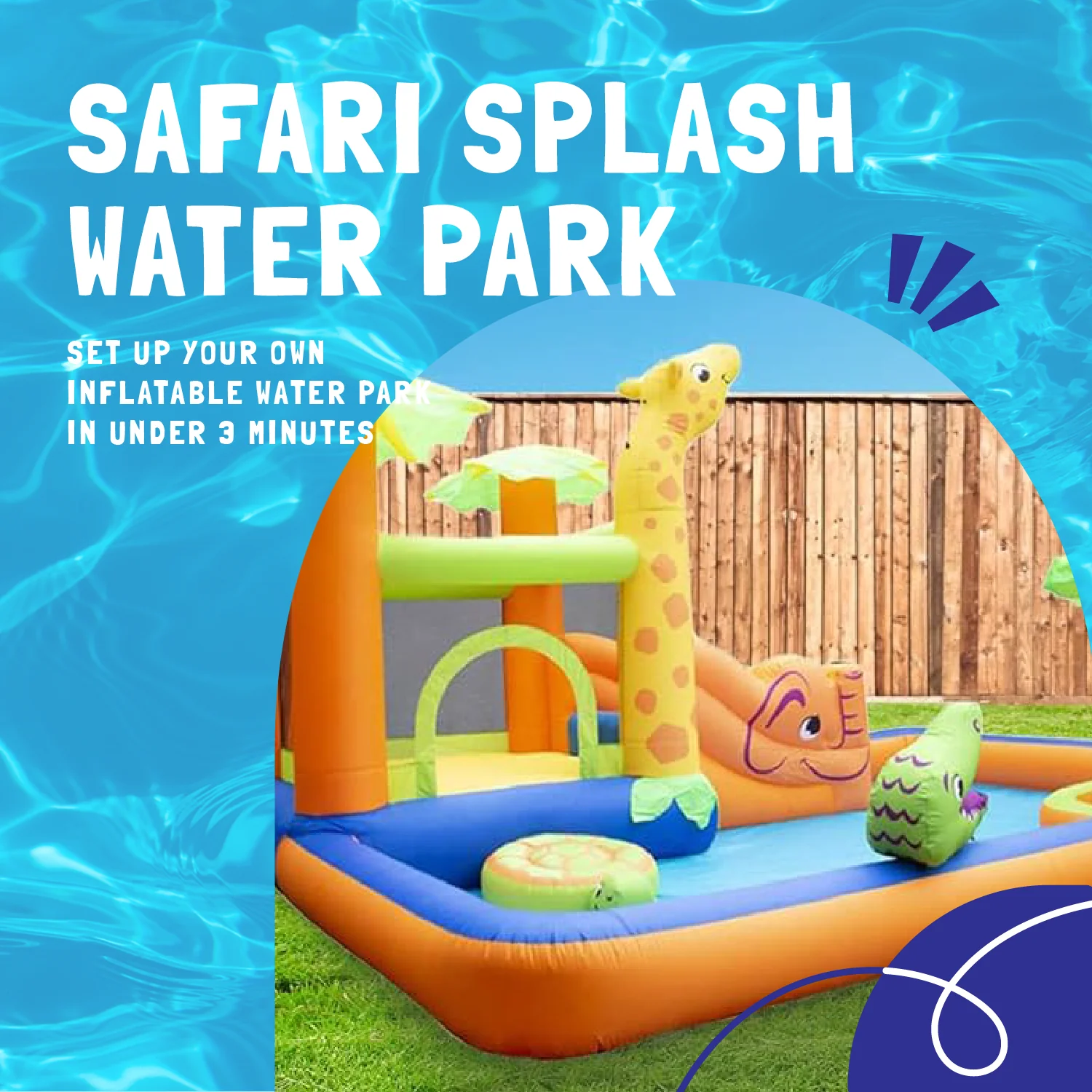Banzai Safari Splash Water Park Inflatable Bouncer Slide with Cannon and Blower - Image 2