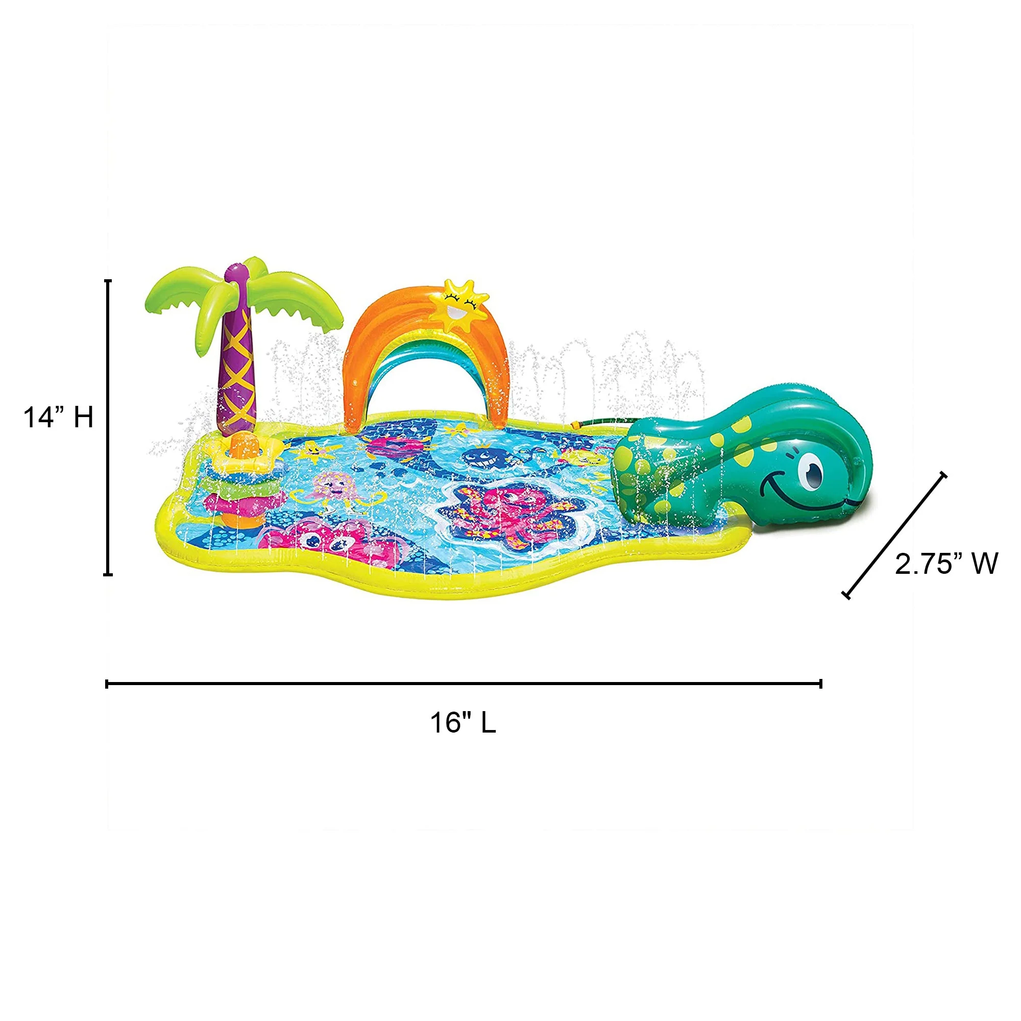 Banzai Splish 'N Splash Kids Inflatable Outdoor Water Park Play Mat with Slide - Image 6