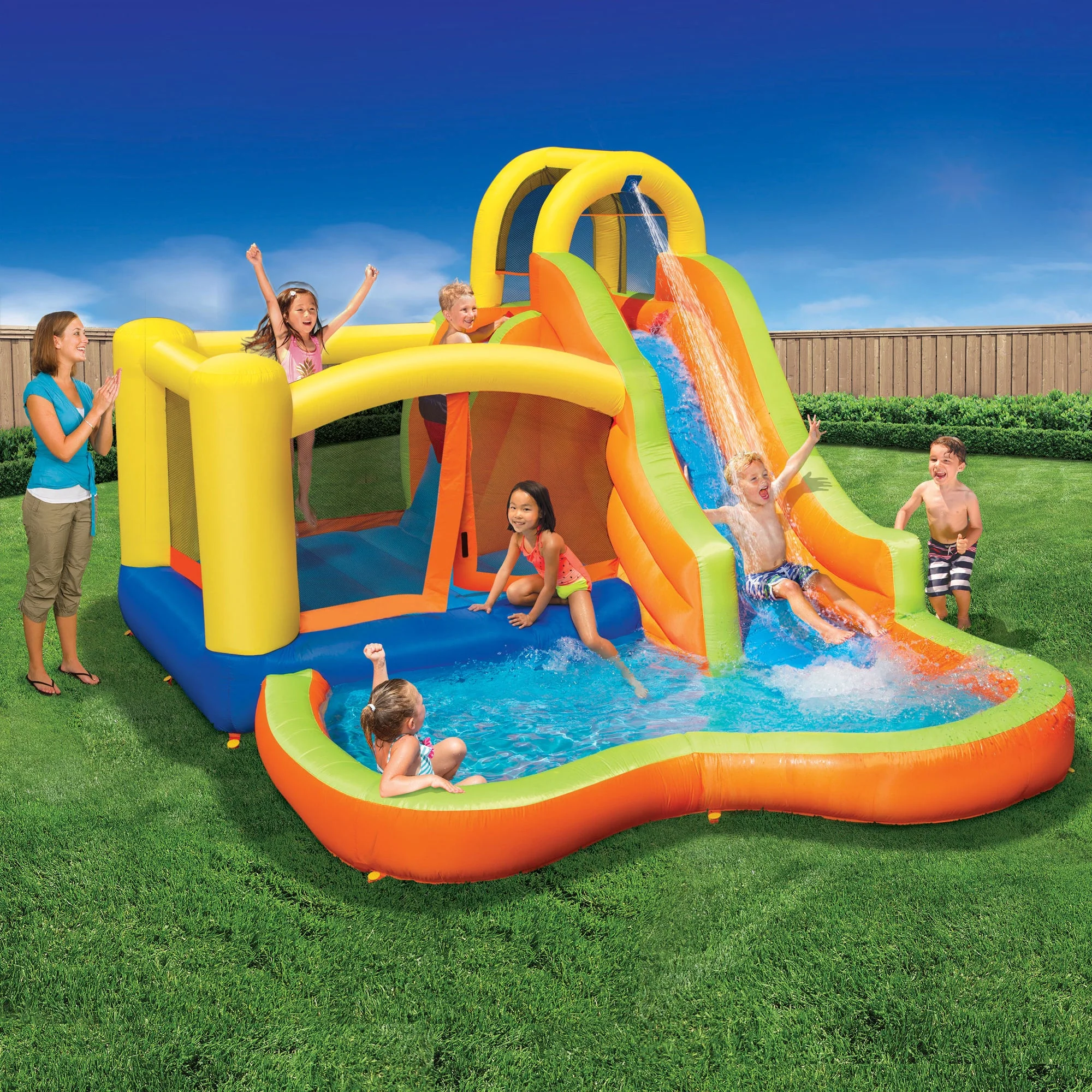 Banzai Sun 'N Splash Fun Kids Inflatable Bounce House & Water Slide Splash Park - Image 7