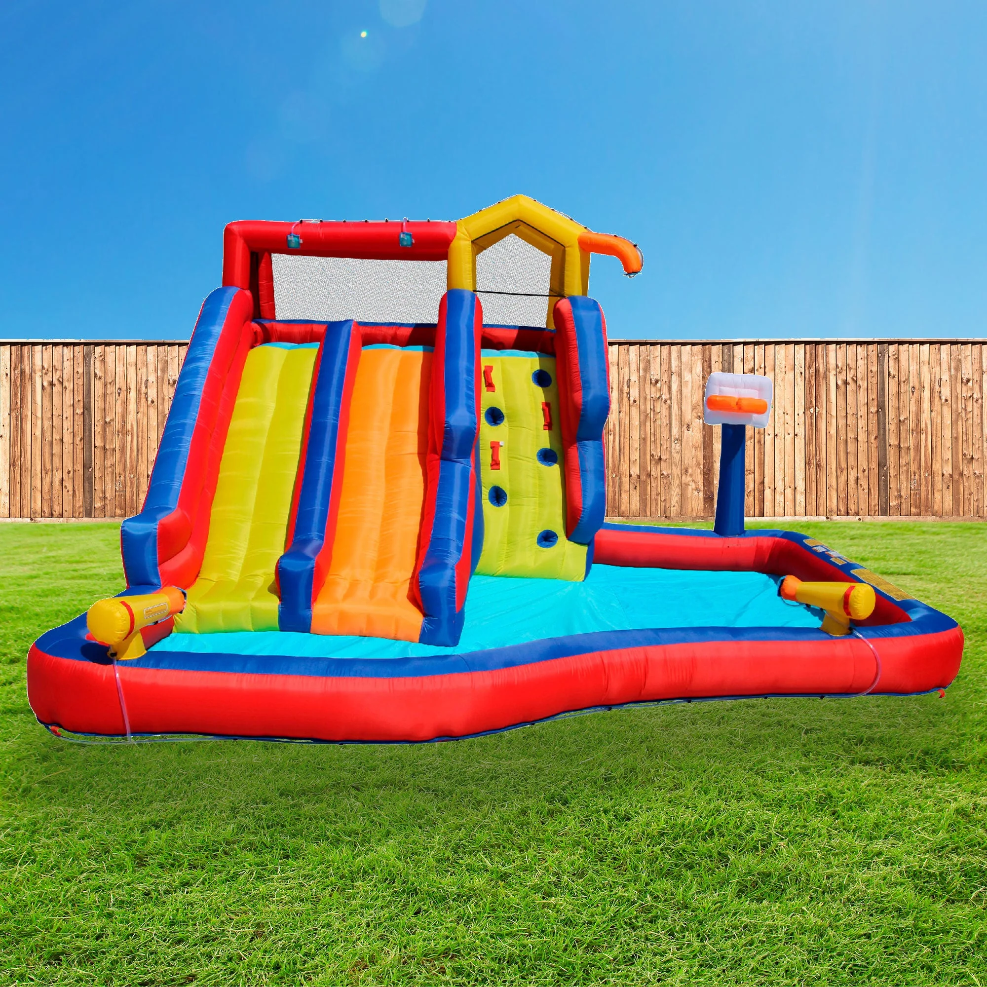 Banzai Twin Falls Kids Giant Outdoor Inflatable Dual Water Slide Splash Park Toy - Image 7