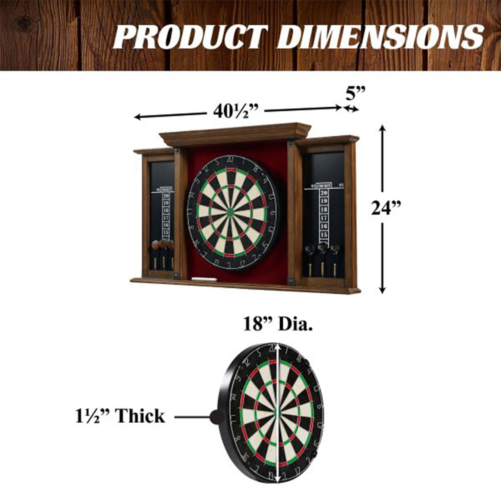 Barrington Billiards 18 Inch Sherwood Premium Dartboard Cabinet Set with Darts - Image 2