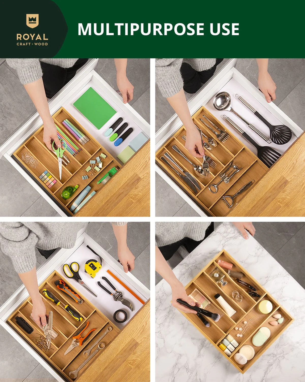 Basic Silverware Drawer Organizer, Natural - Image 3