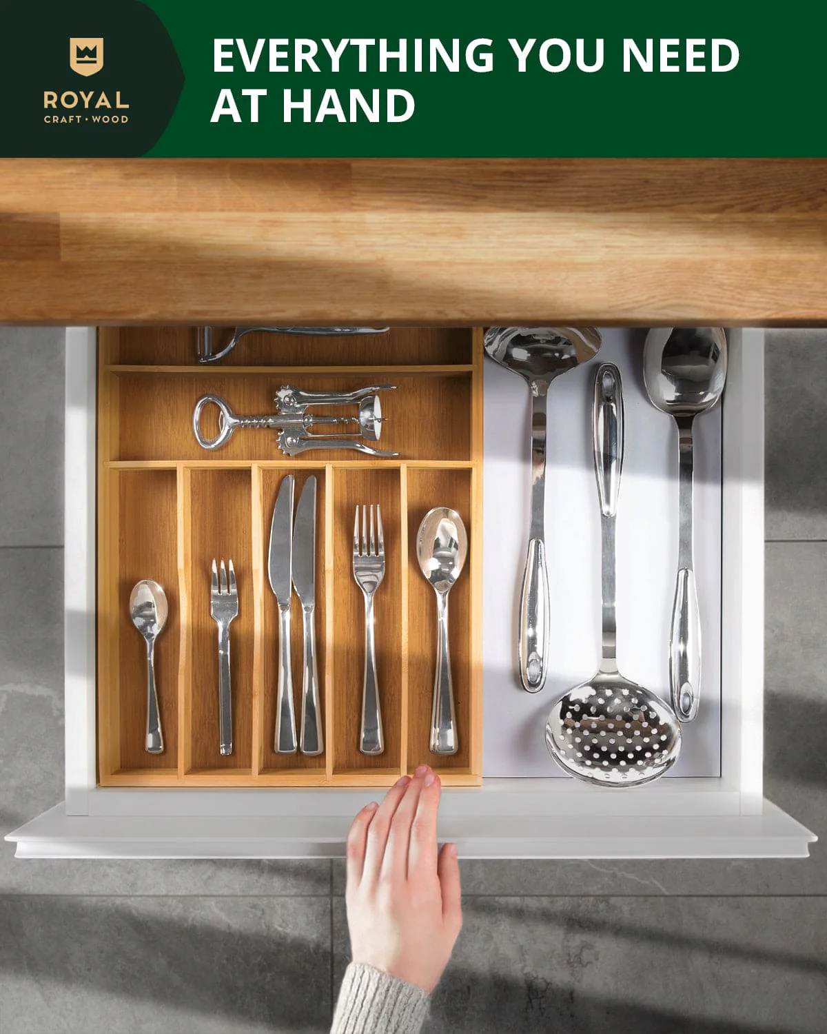Basic Silverware Drawer Organizer, Natural - Image 6