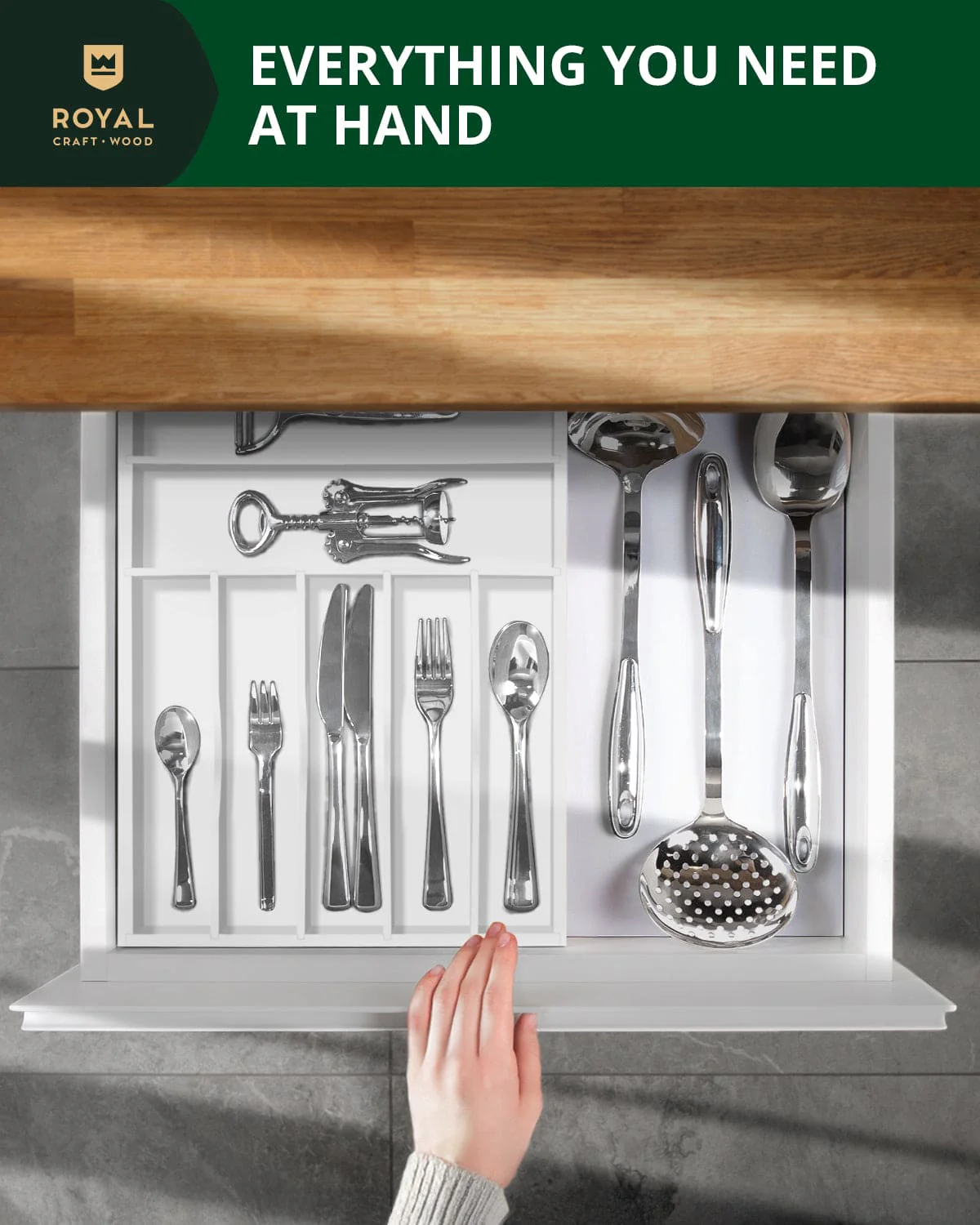 Basic Silverware Drawer Organizer, White - Image 8