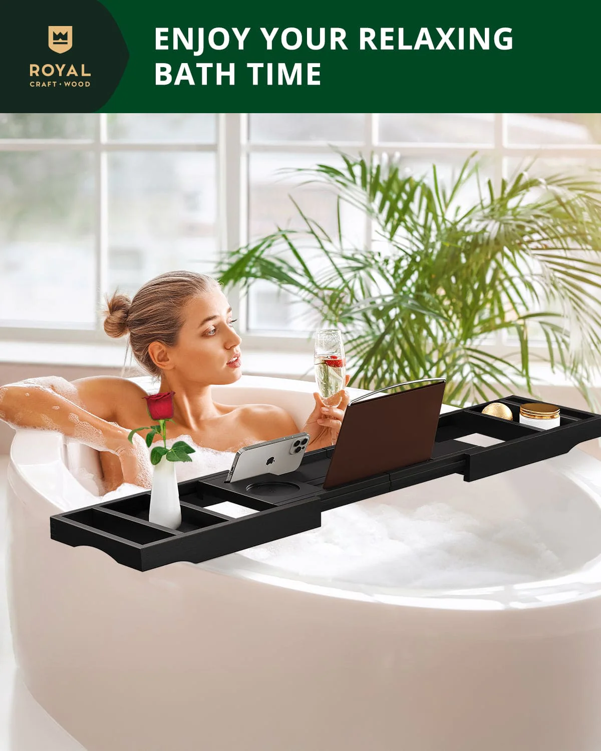 Bathtub Caddy Tray, Black - Image 2