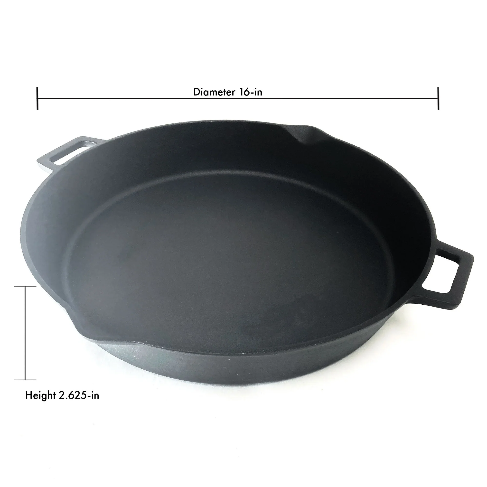 Bayou Classic 16 Inch Double Handled Cast Iron Skillet with Pour Spouts, Black - Image 4