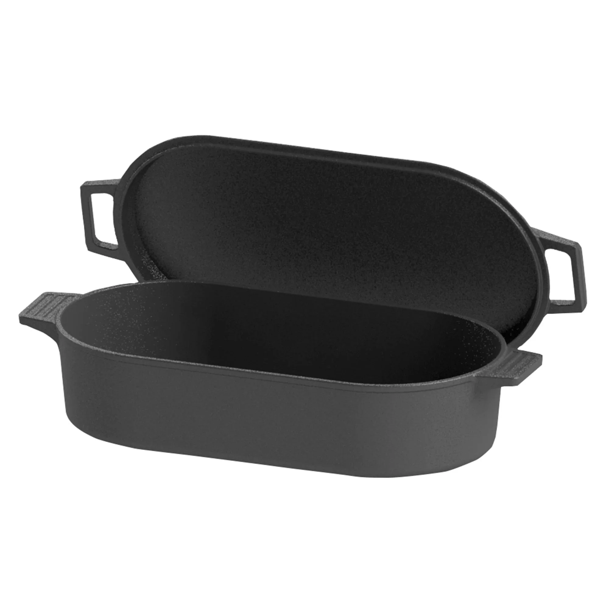 Bayou Classic 7477 6 Quart Large Cast Iron 17 In x 9.25 In Oval Fryer with Lid - Image 2