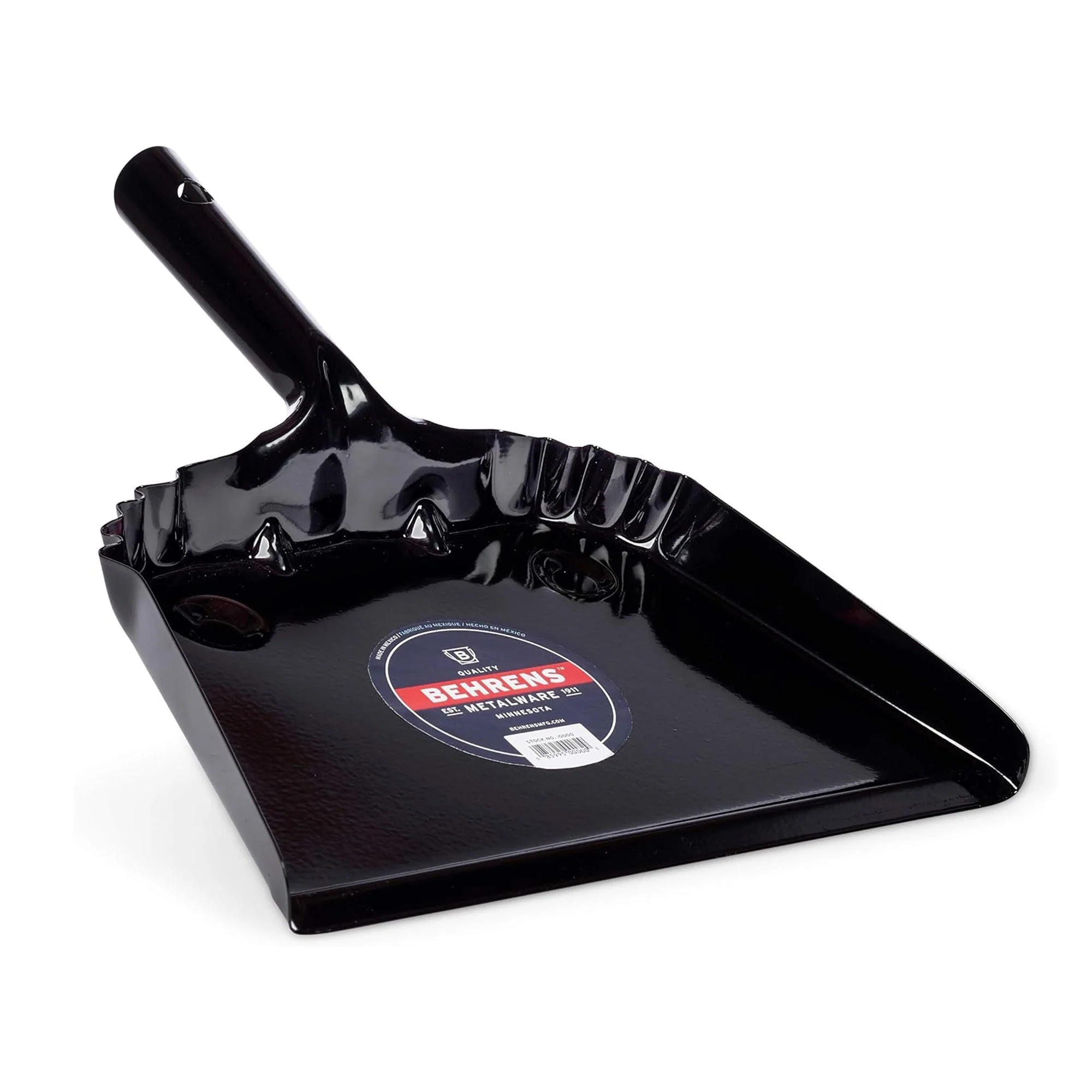 Behrens Portable Home Rectangular Galvanized Steel Corrugated Dustpan, Black - Image 2