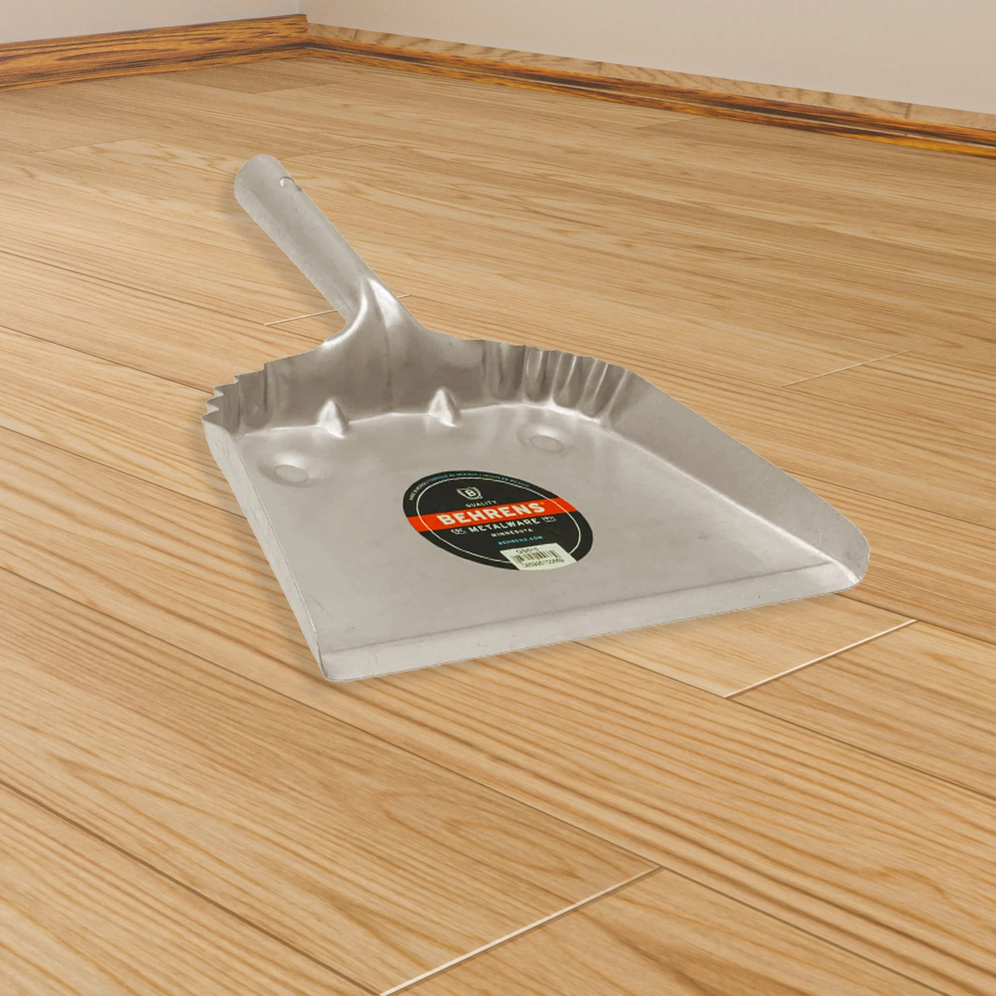 Behrens Portable Home Rectangular Galvanized Steel Corrugated Dustpan, Silver - Image 4