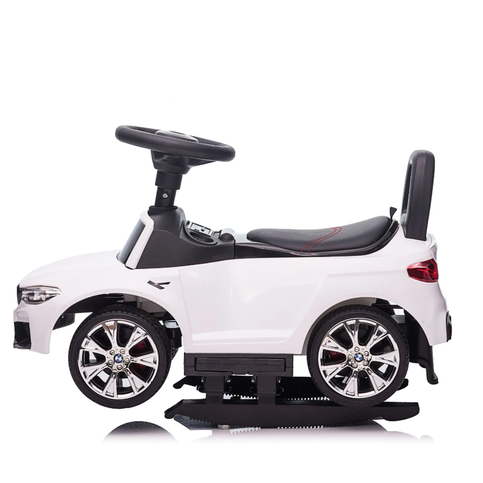 Best Ride On Cars BMW 4 in 1 Ride On Push Car w/ Control Bar & LED Lights, White - Image 5
