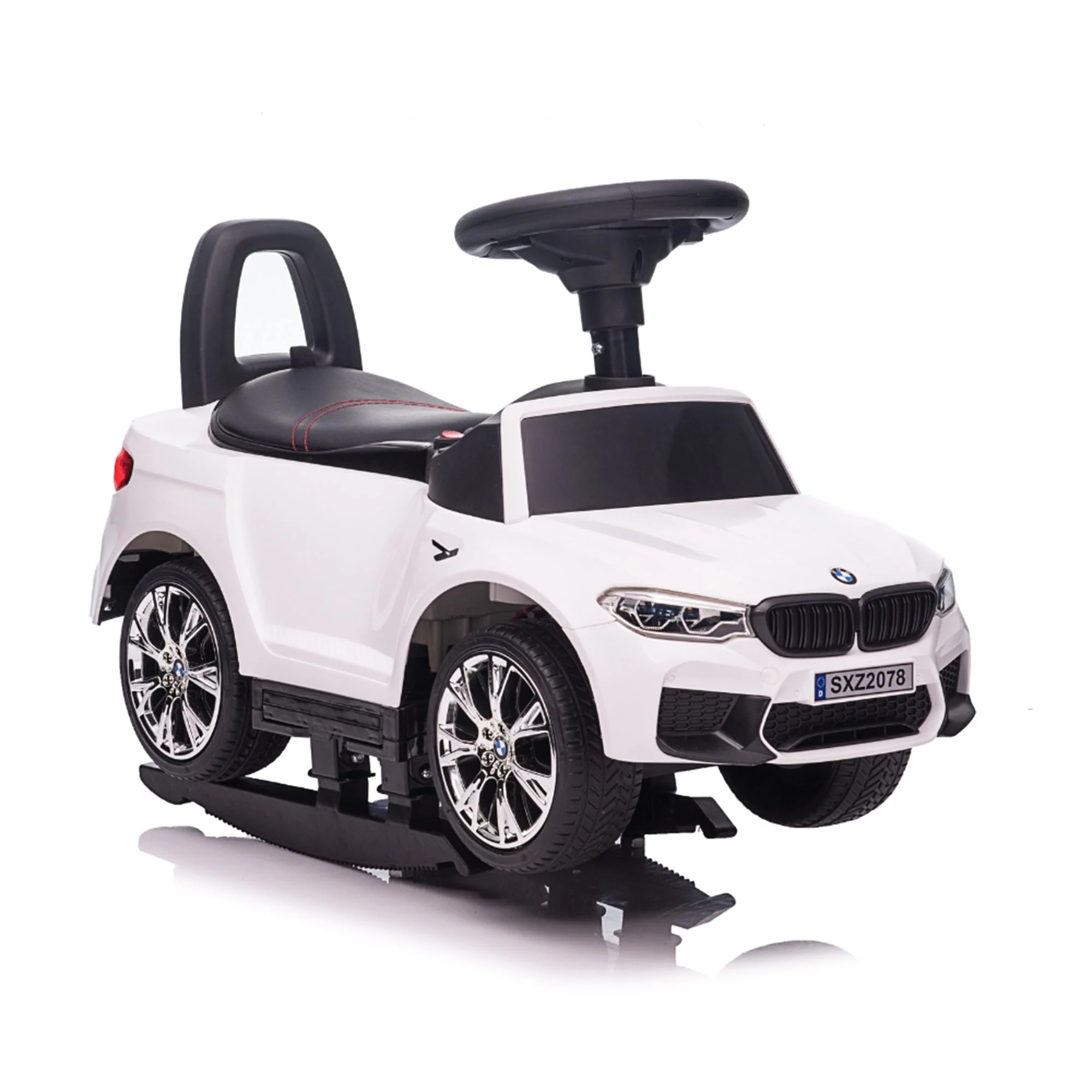 Best Ride On Cars BMW 4 in 1 Ride On Push Car w/ Control Bar & LED Lights, White - Image 6