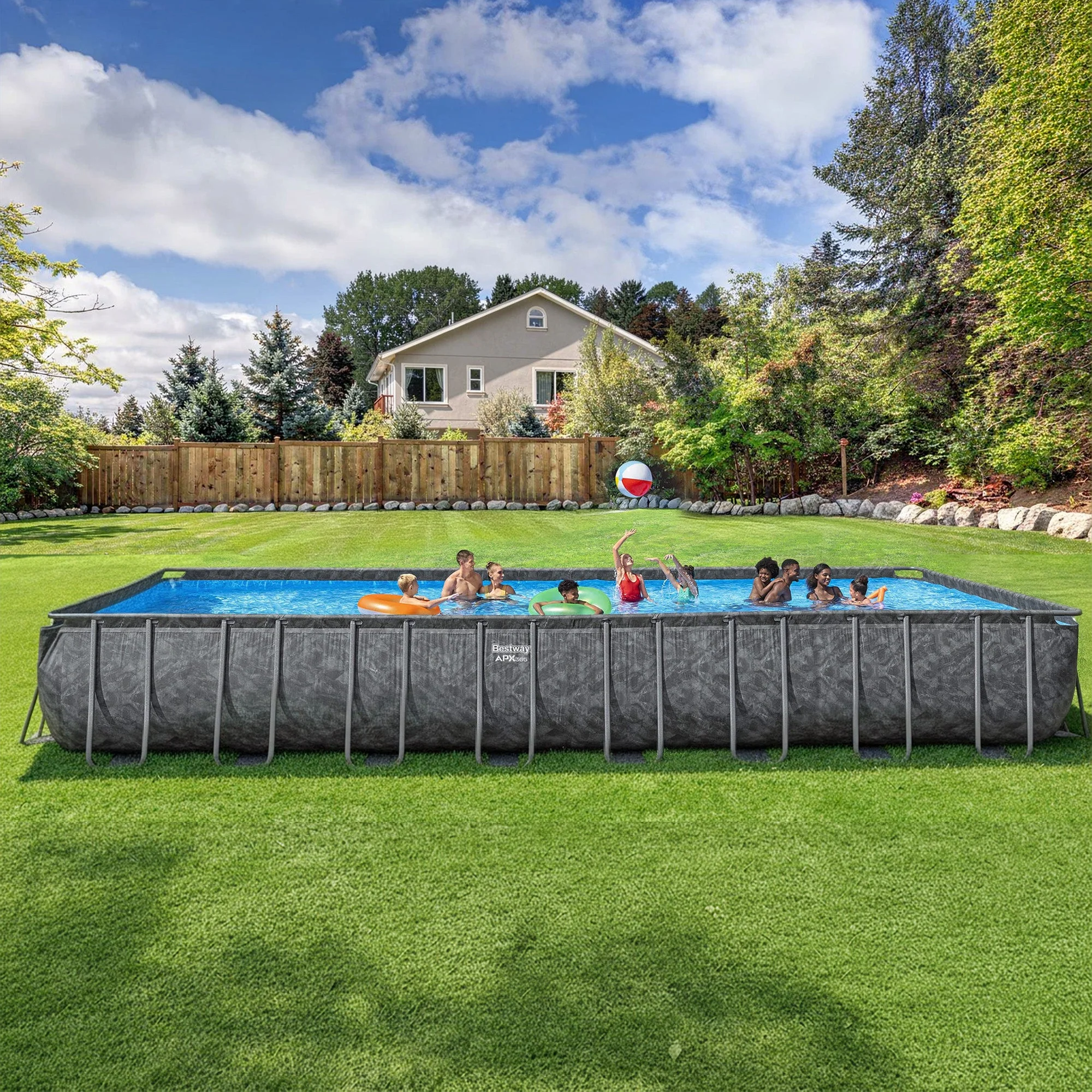Bestway APX 365 31'4" x 16' x 52" Rectangular Above Ground Swimming Pool Set - Image 3
