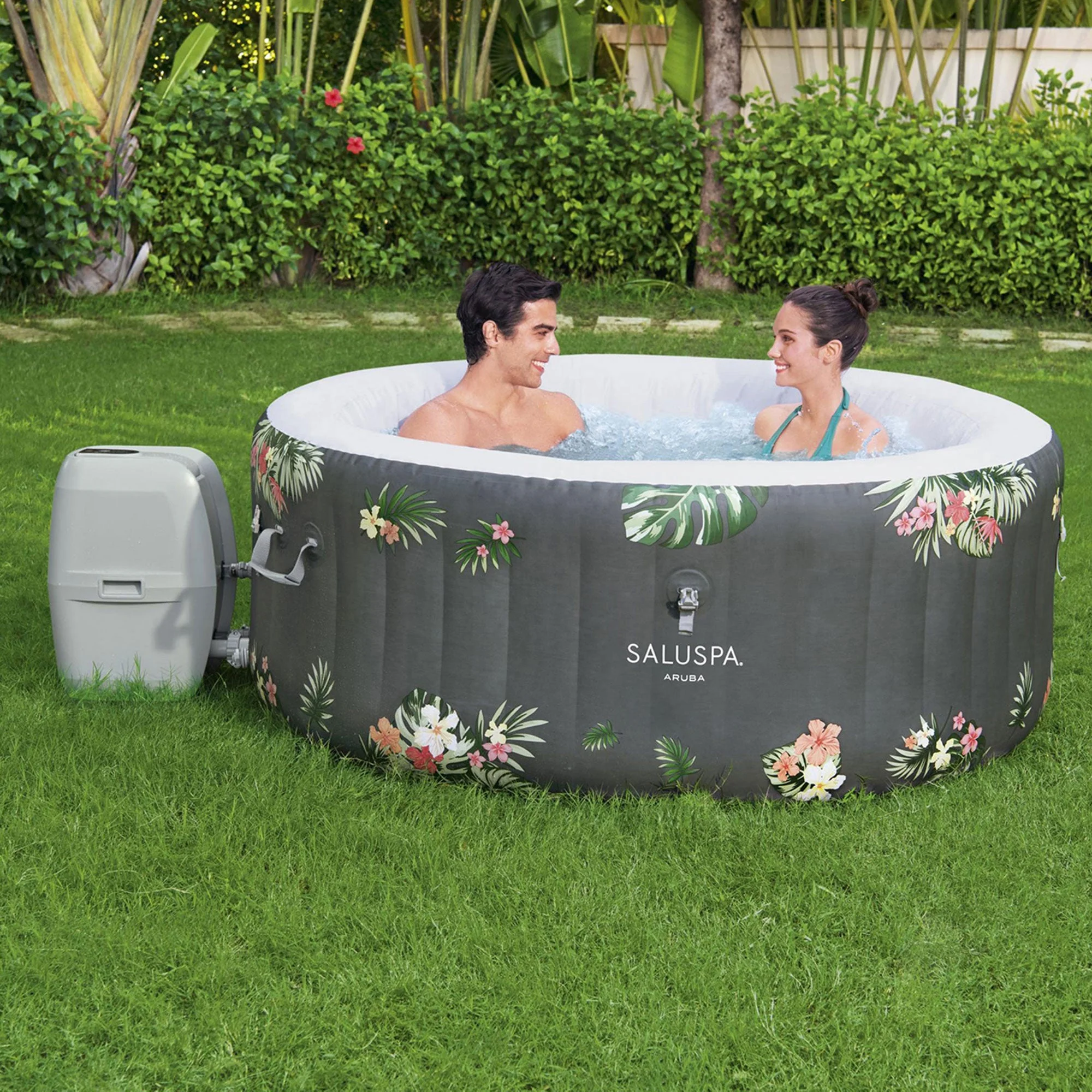 Bestway Aruba AirJet Hot Tub with 2 Non-Slip Spa Seat and 2 Headrest Pillows - Image 9