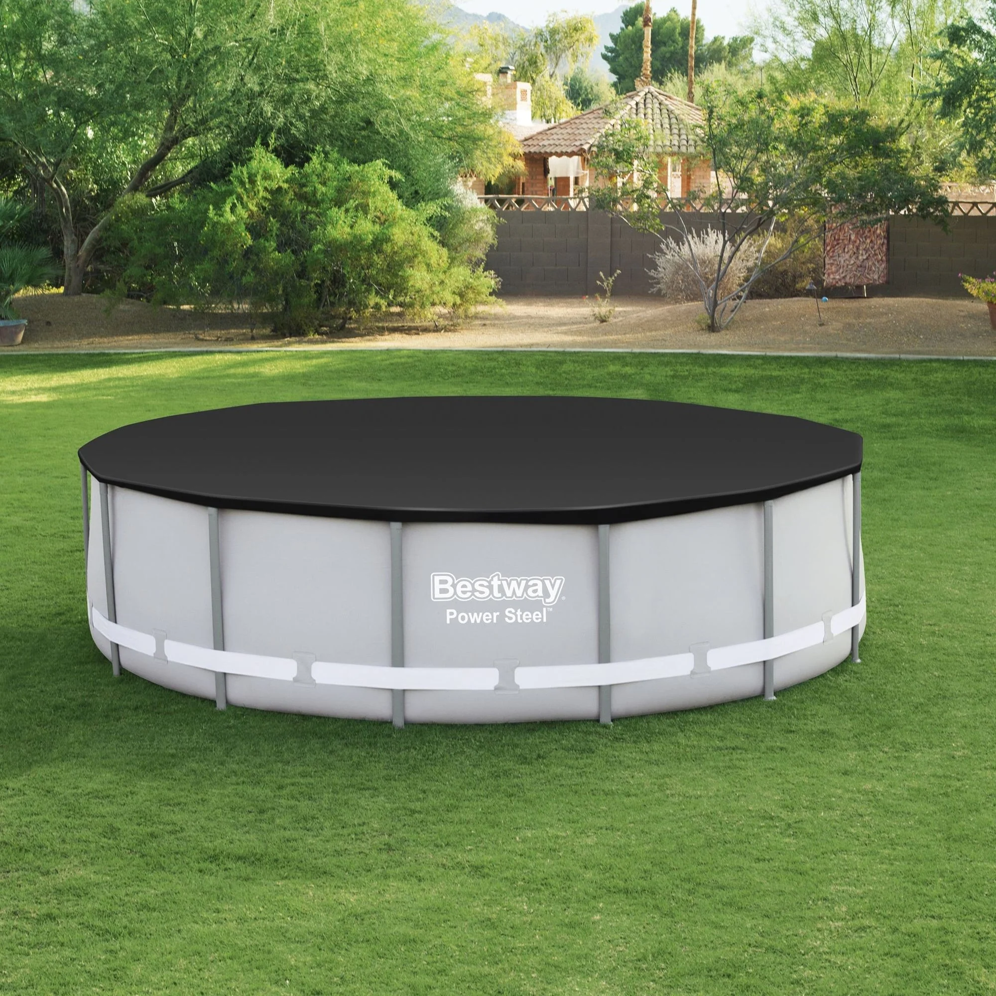 Bestway Flowclear Round 14' Pool Cover for Above Ground Frame Pools (Cover Only) - Image 7