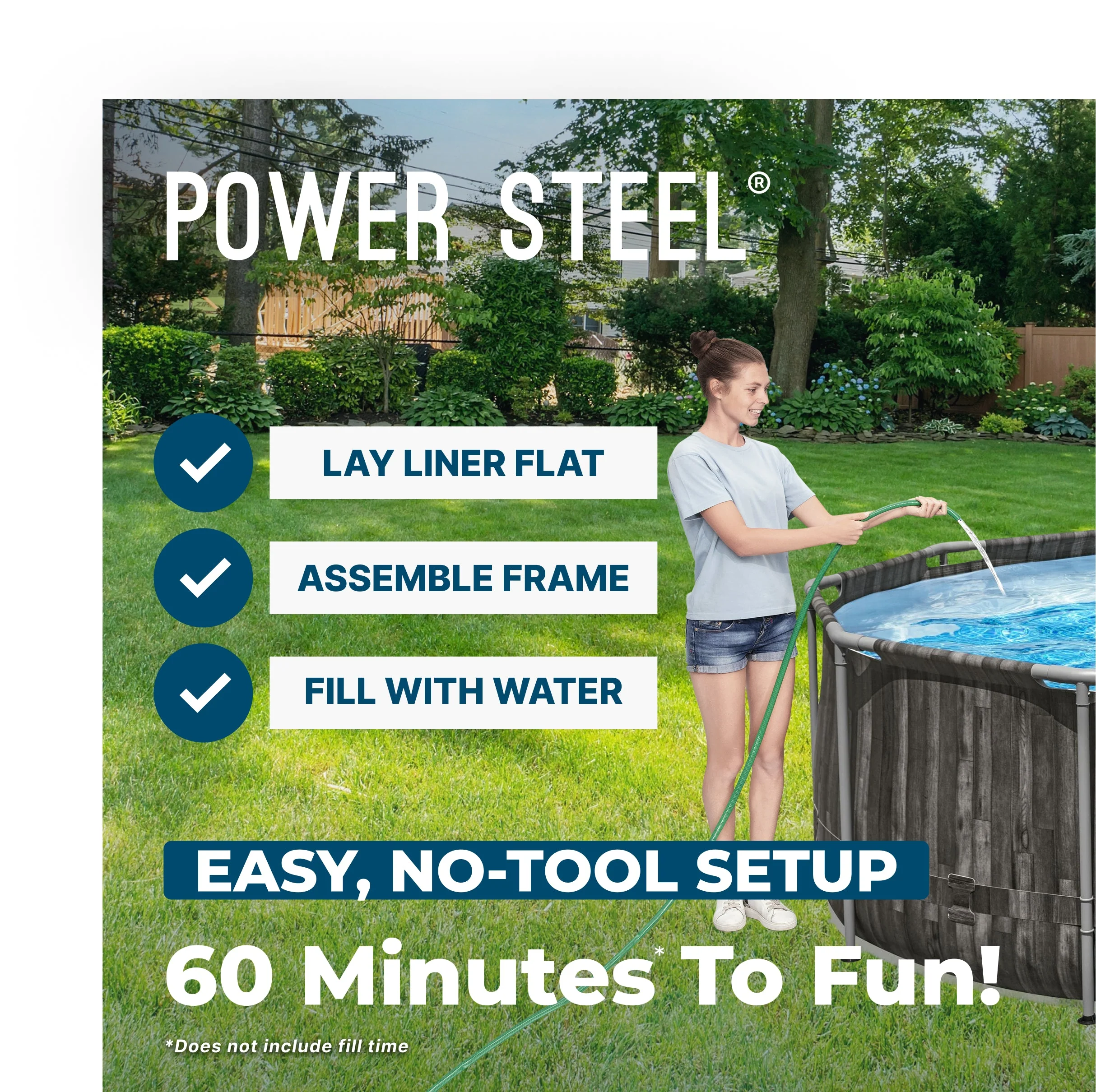 Bestway Power Steel 20' x 12' x 48" Oval Above Ground Outdoor Swimming Pool Set - Image 4