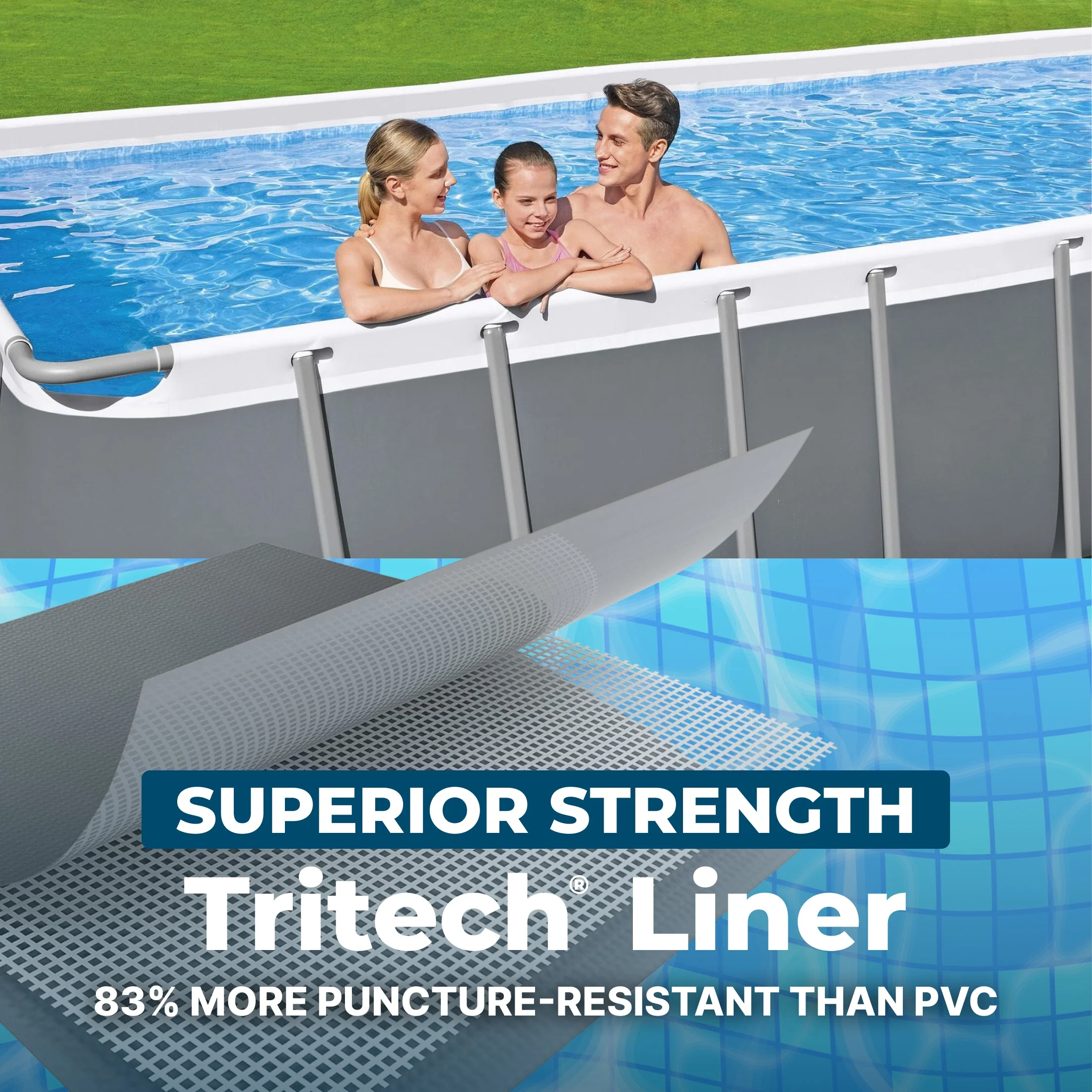 Bestway Power Steel 31'4" x 16' x 52" Rectangular Above Ground Swimming Pool Set Inflatable - Image 5