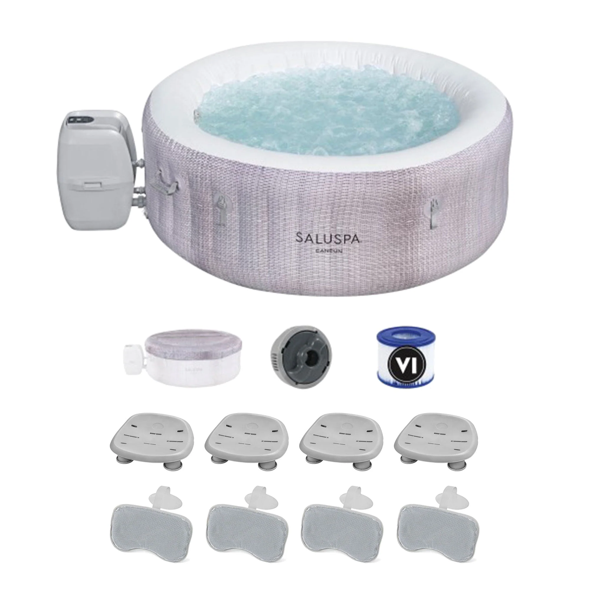 Bestway SaluSpa Cancun Inflatable Hot Tub with 2 SaluSpa Spa Seat and 2 Pillows